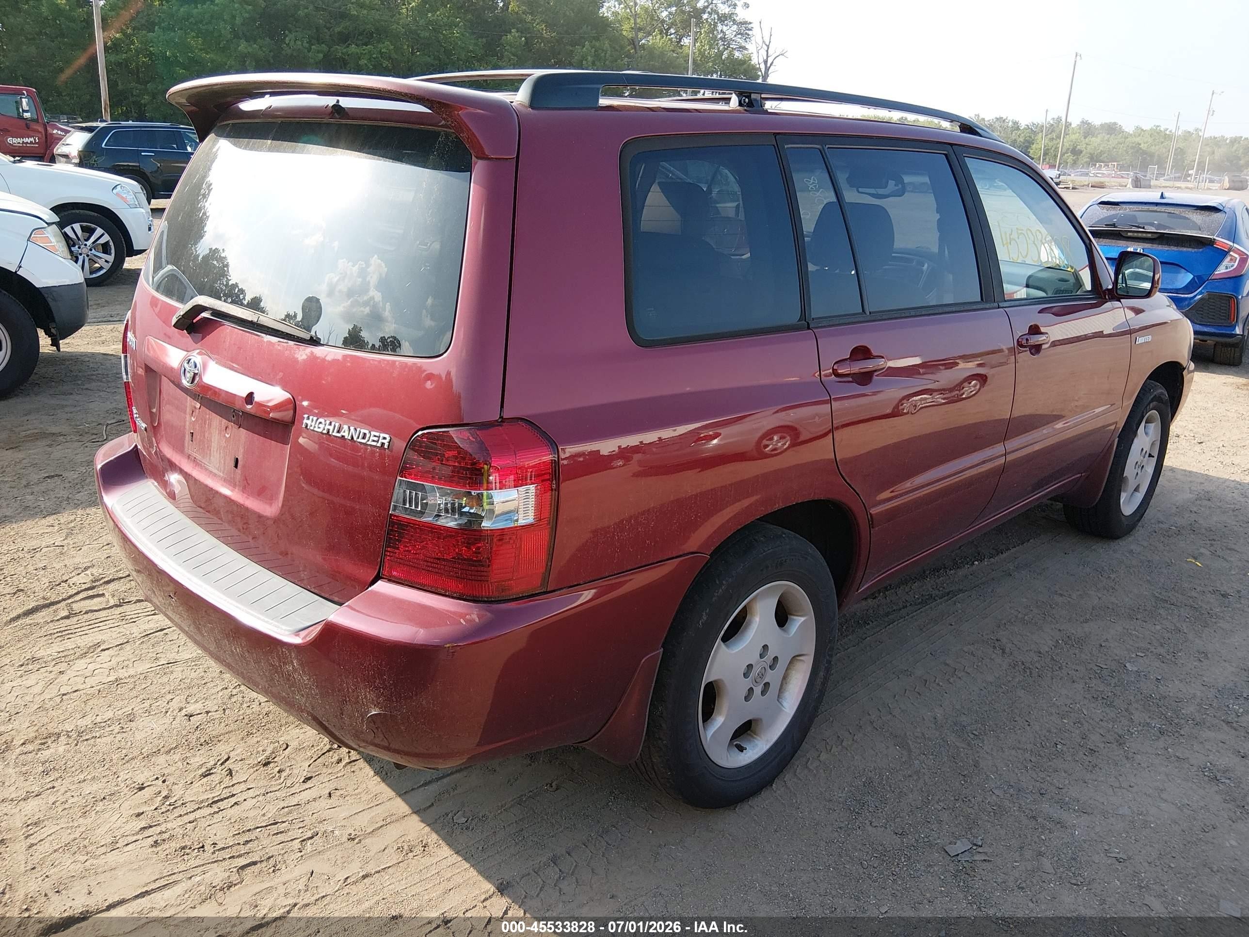2005 Toyota Highlander Limited V6 Burgundy vin: JTEEP21A750090822