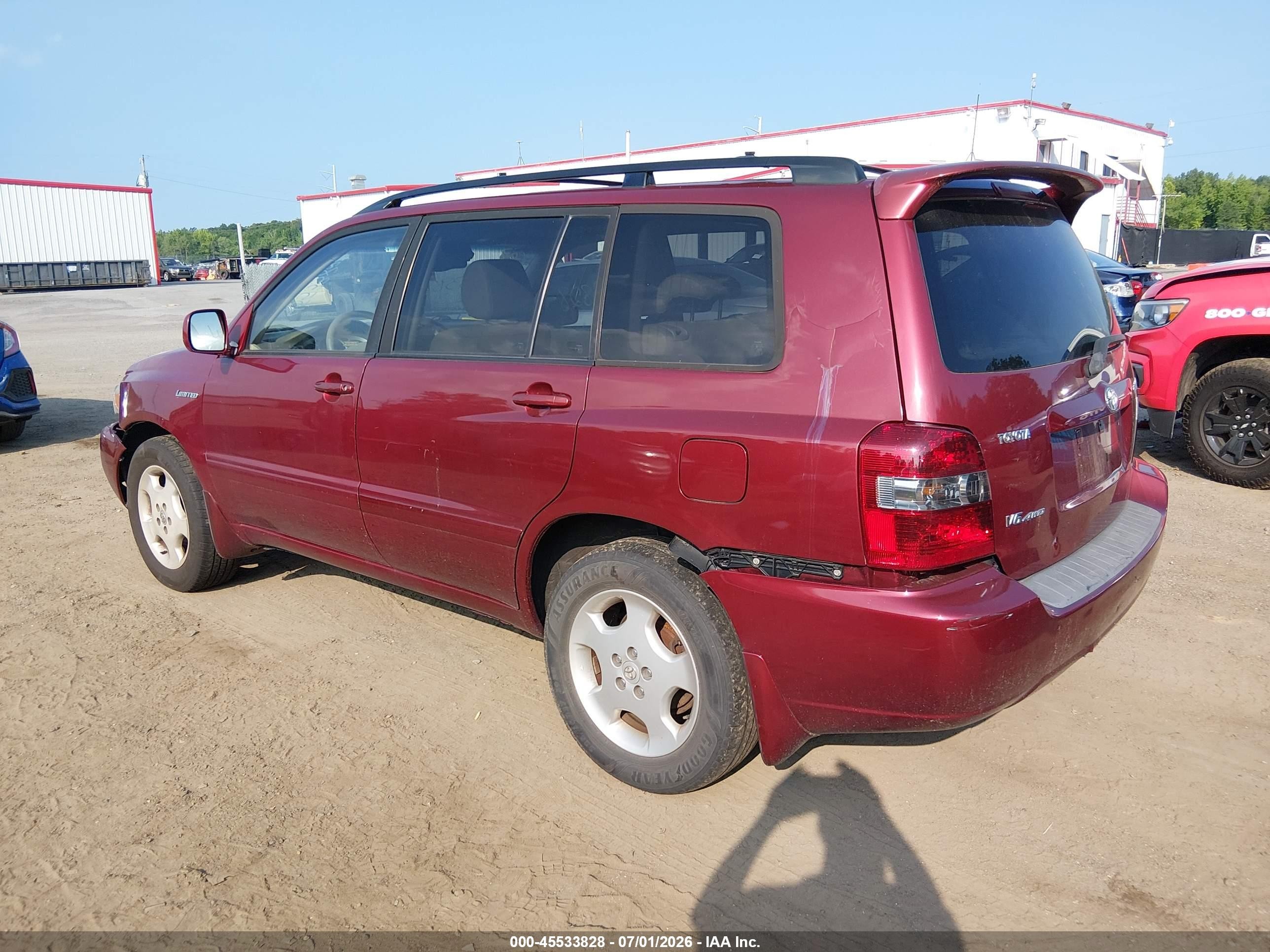 2005 Toyota Highlander Limited V6 Burgundy vin: JTEEP21A750090822