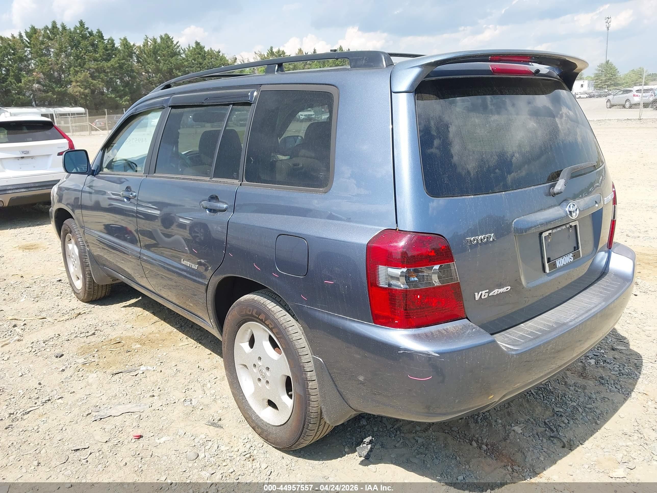 2007 Toyota Highlander Limited V6 Blue vin: JTEEP21A770188381