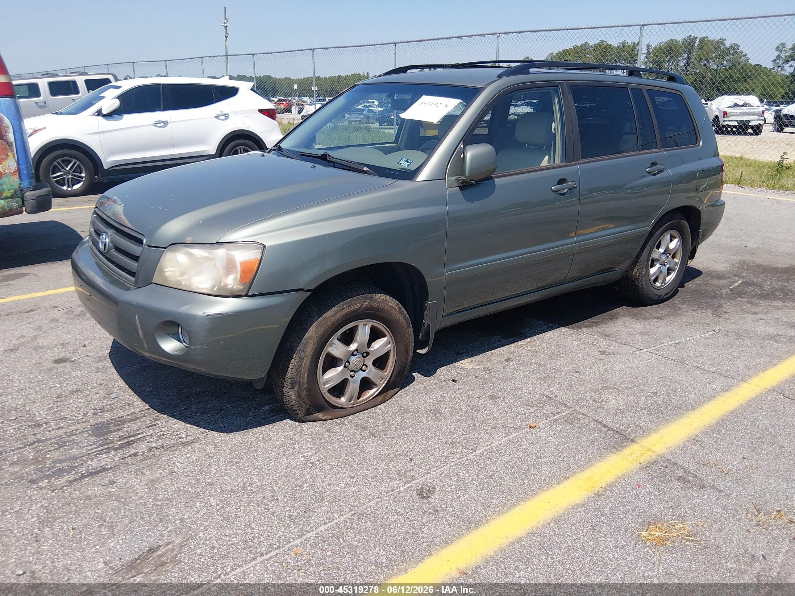 2004 Toyota Highlander V6 Green vin: JTEEP21A840053874