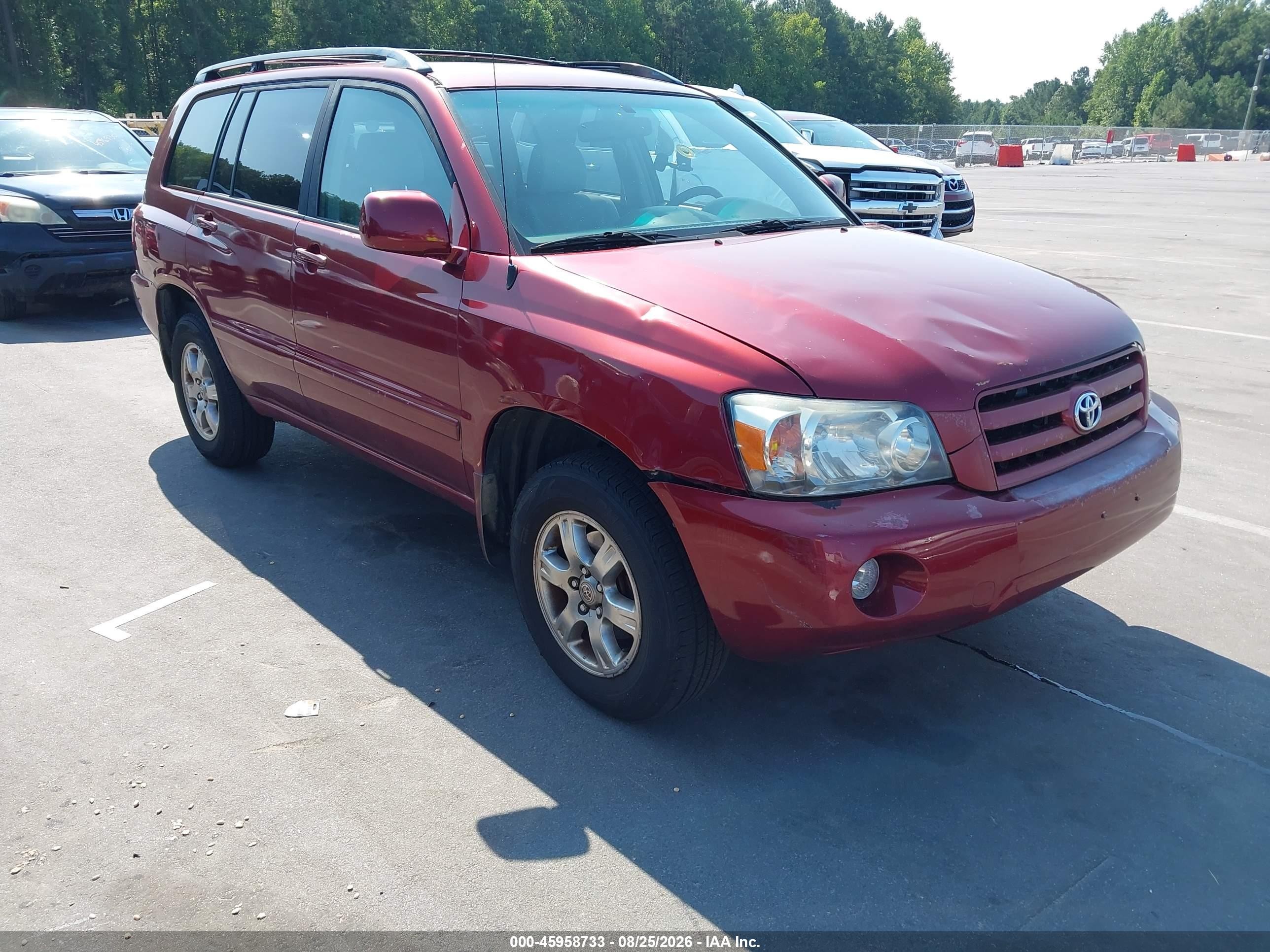 2005 Toyota Highlander V6 Red vin: JTEEP21A850114819
