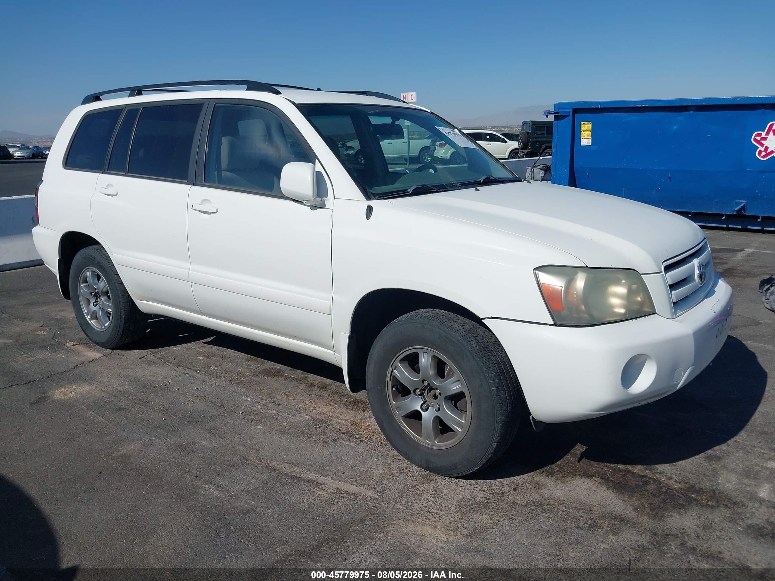 2005 Toyota Highlander V6 White vin: JTEEP21A850114965