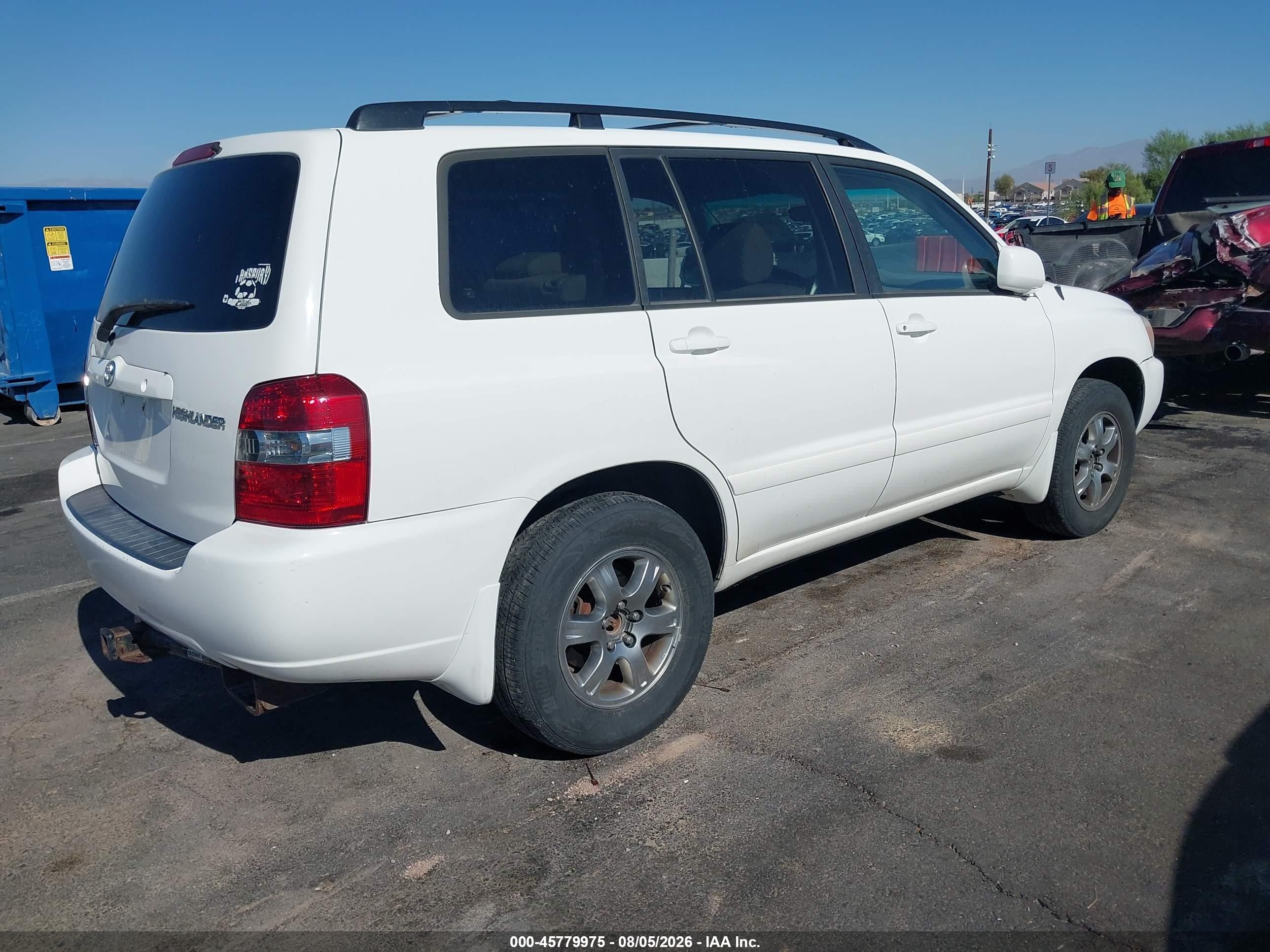2005 Toyota Highlander V6 White vin: JTEEP21A850114965