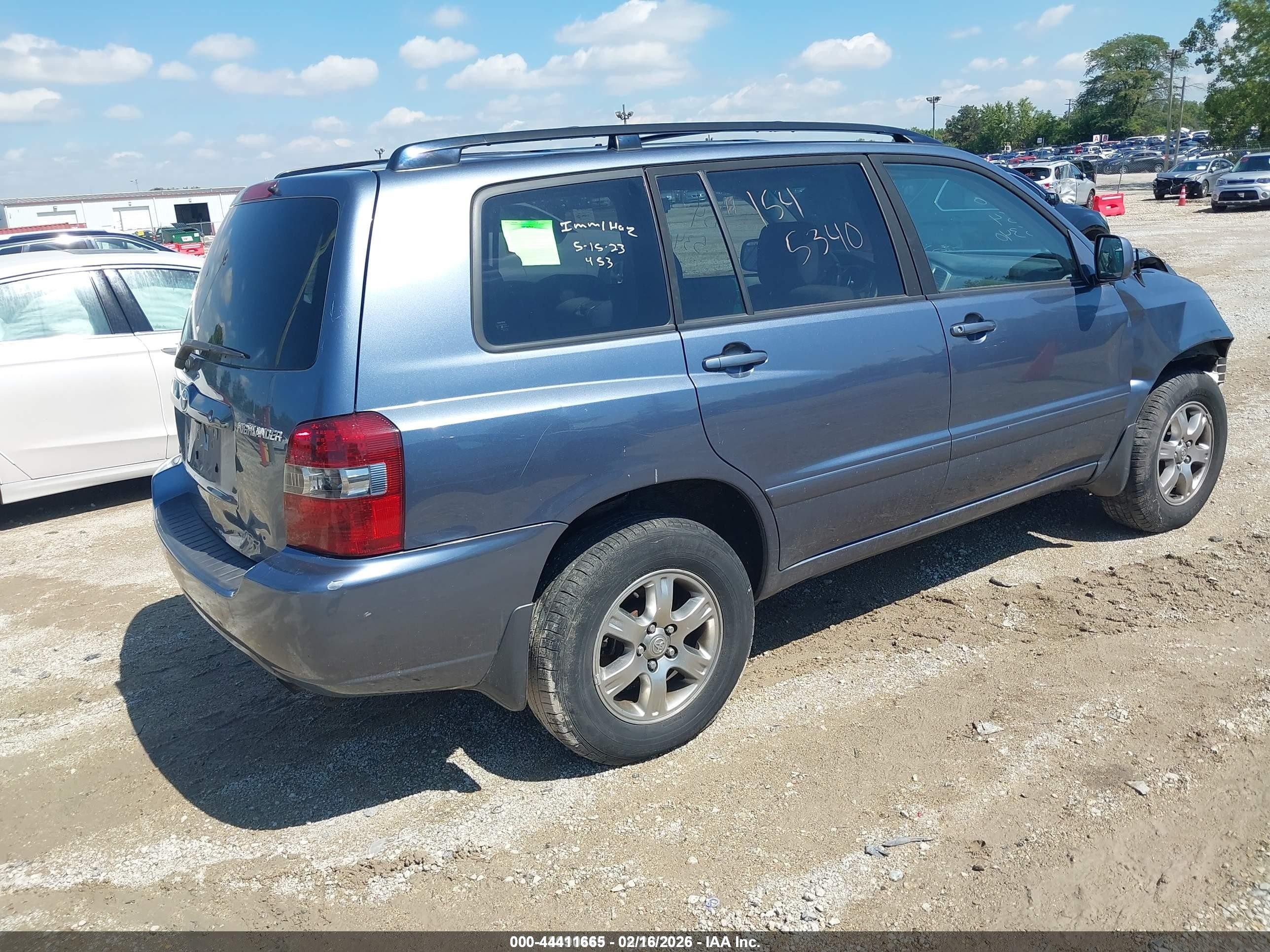 2006 Toyota Highlander V6 Blue vin: JTEEP21A860144128