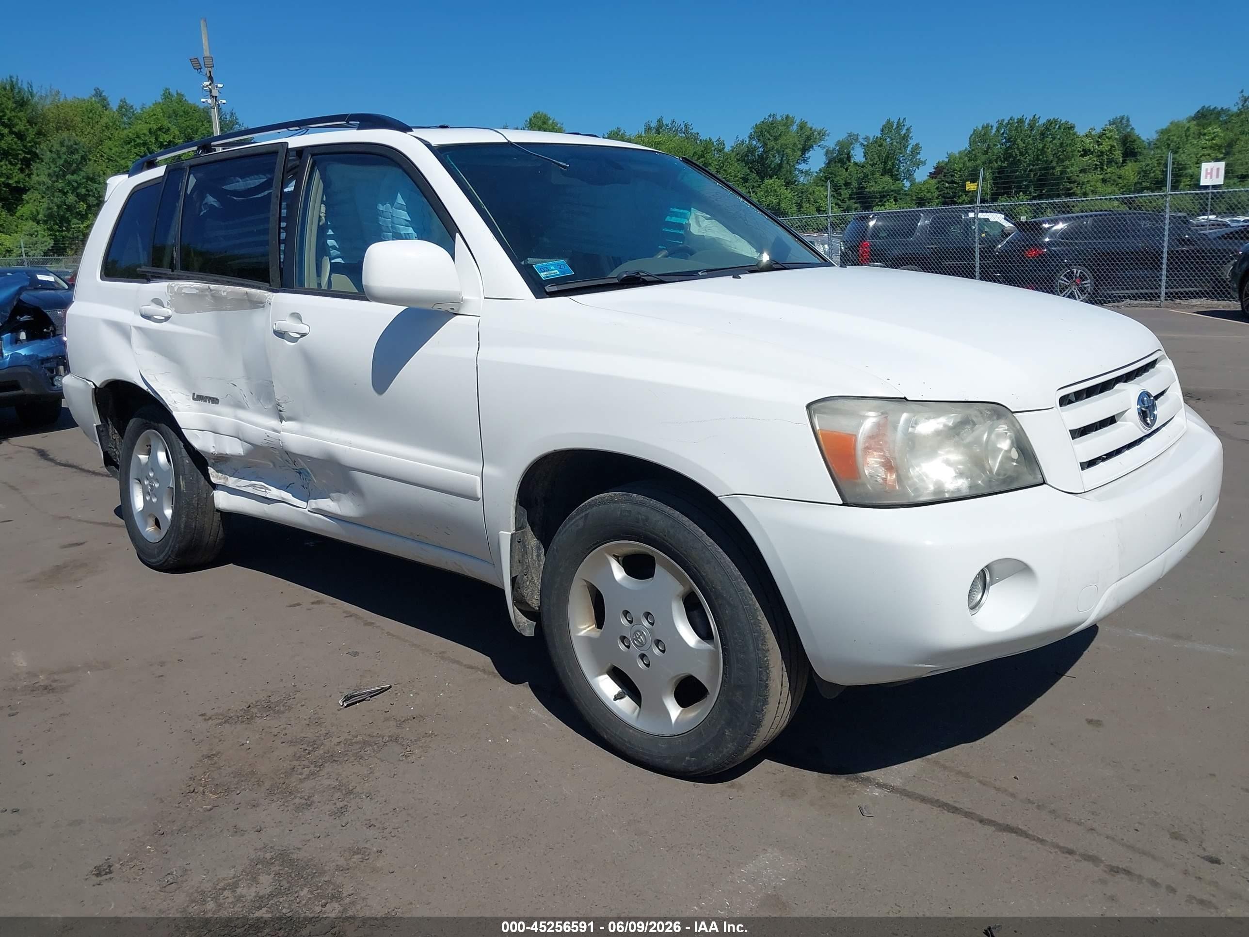 2006 Toyota Highlander Limited V6 White vin: JTEEP21A860171605