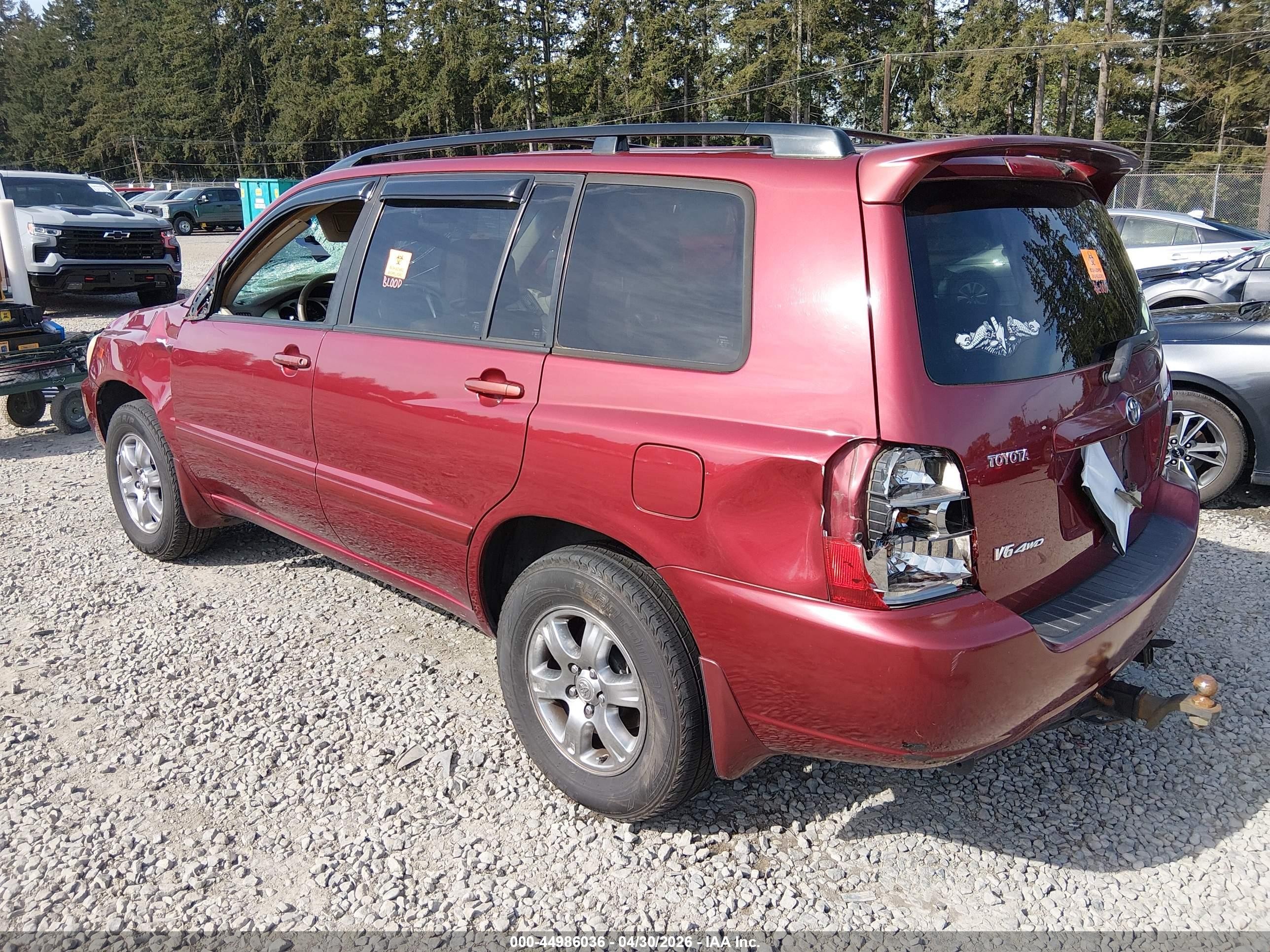 2007 Toyota Highlander V6 Red vin: JTEEP21A870193881