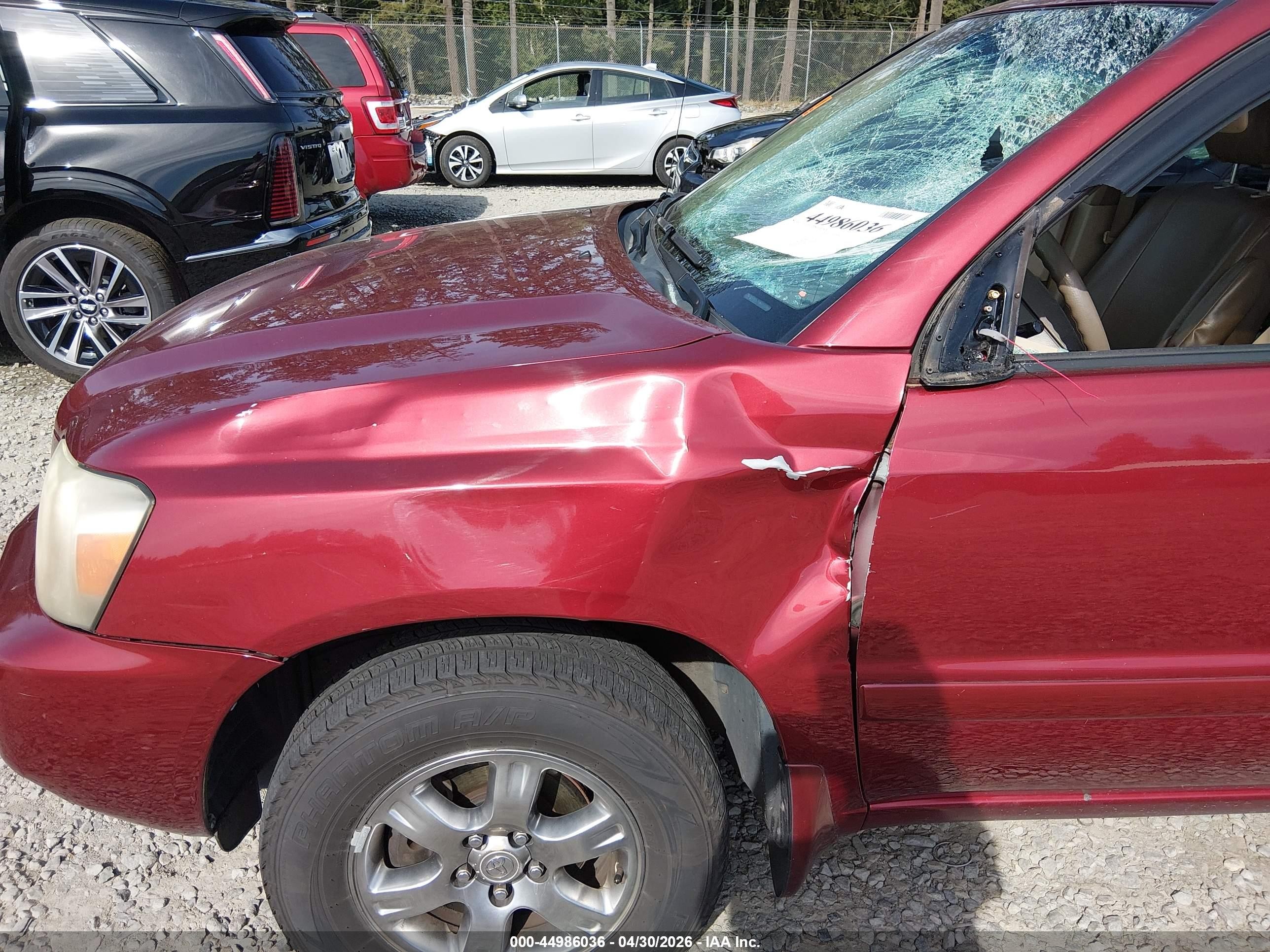 2007 Toyota Highlander V6 Red vin: JTEEP21A870193881