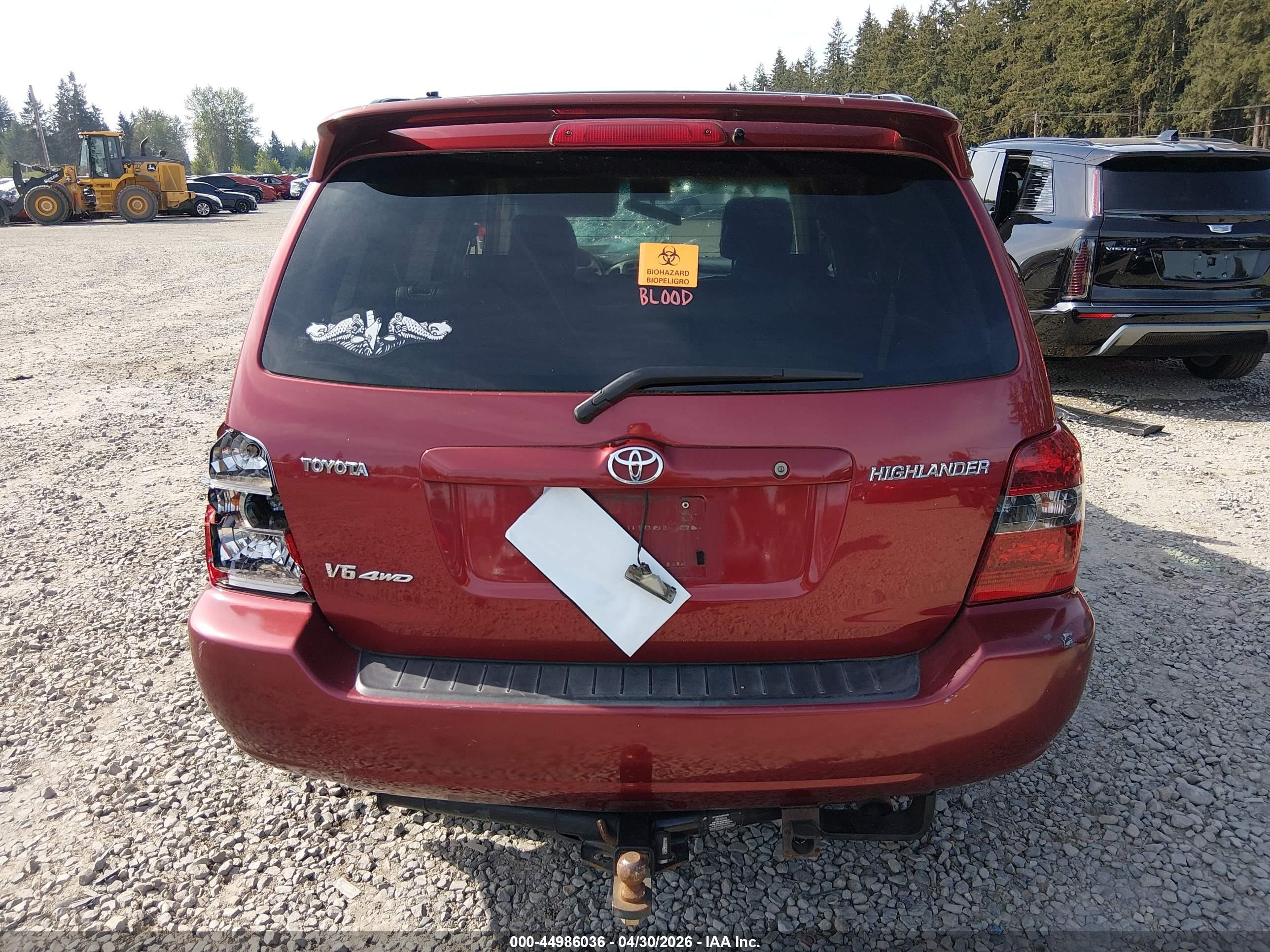 2007 Toyota Highlander V6 Red vin: JTEEP21A870193881