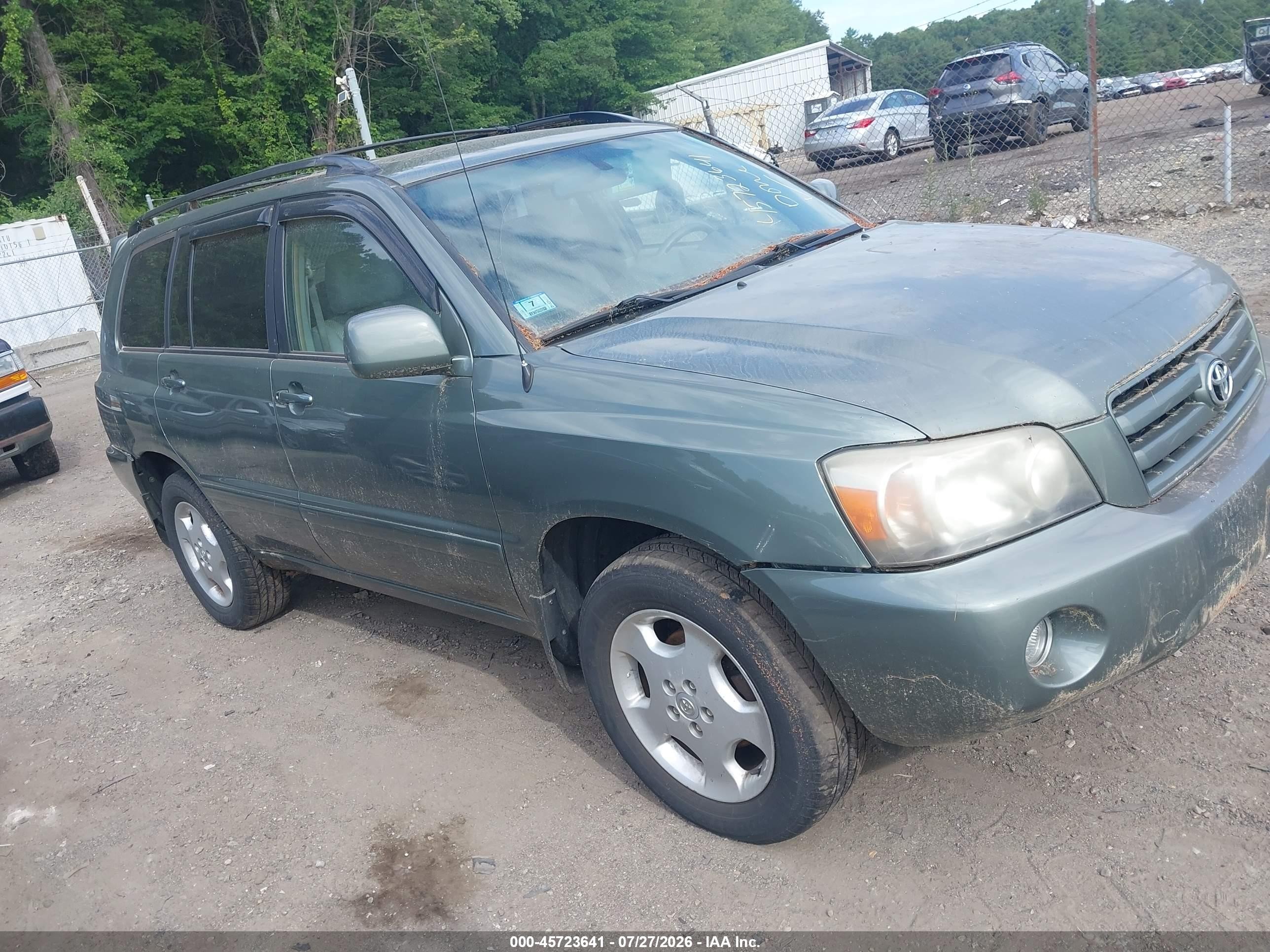 2007 Toyota Highlander 3rd Row Green vin: JTEEP21A870223302