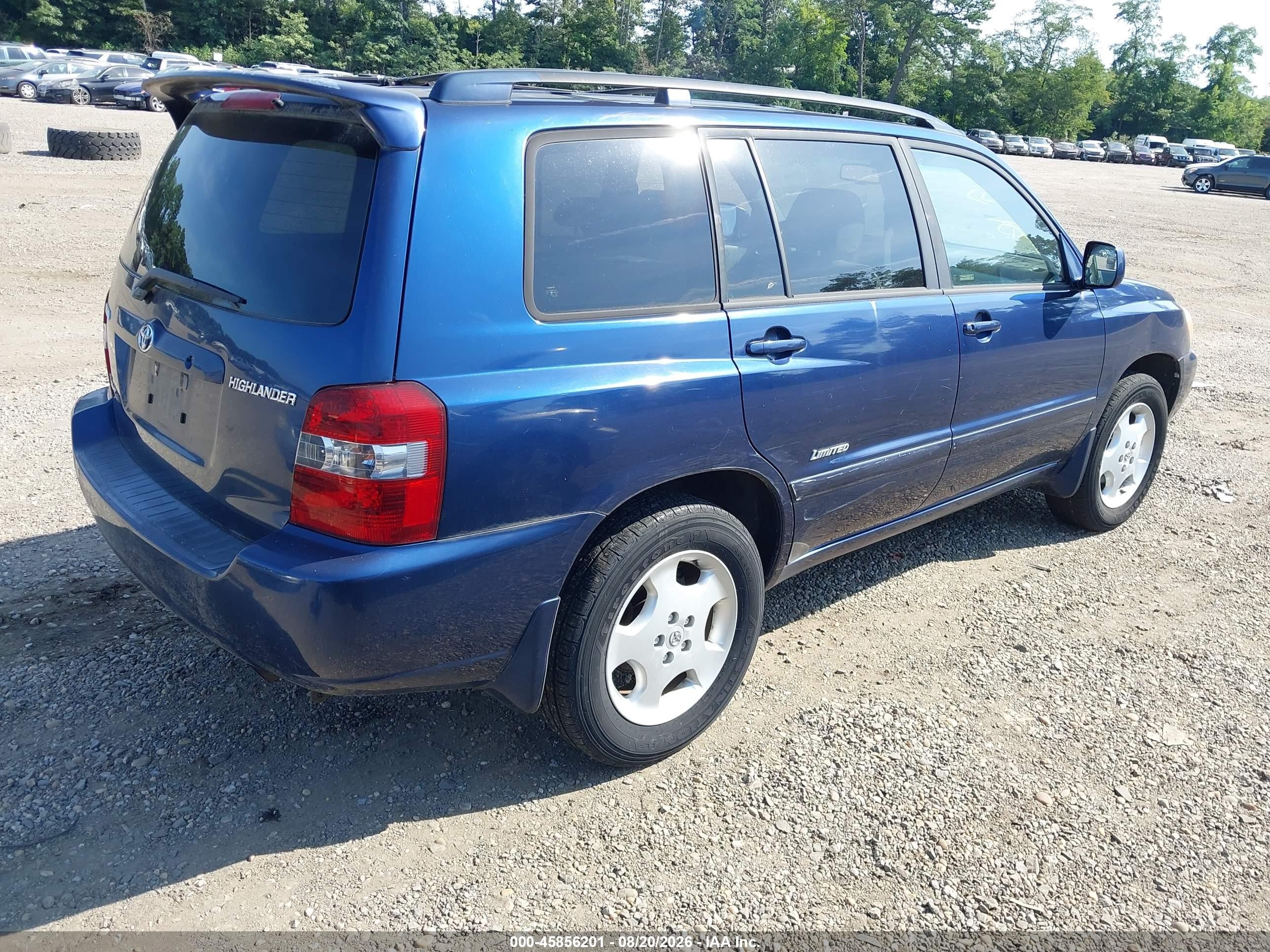 2007 Toyota Highlander Limited W/3rd Row Blue vin: JTEEP21A870227396