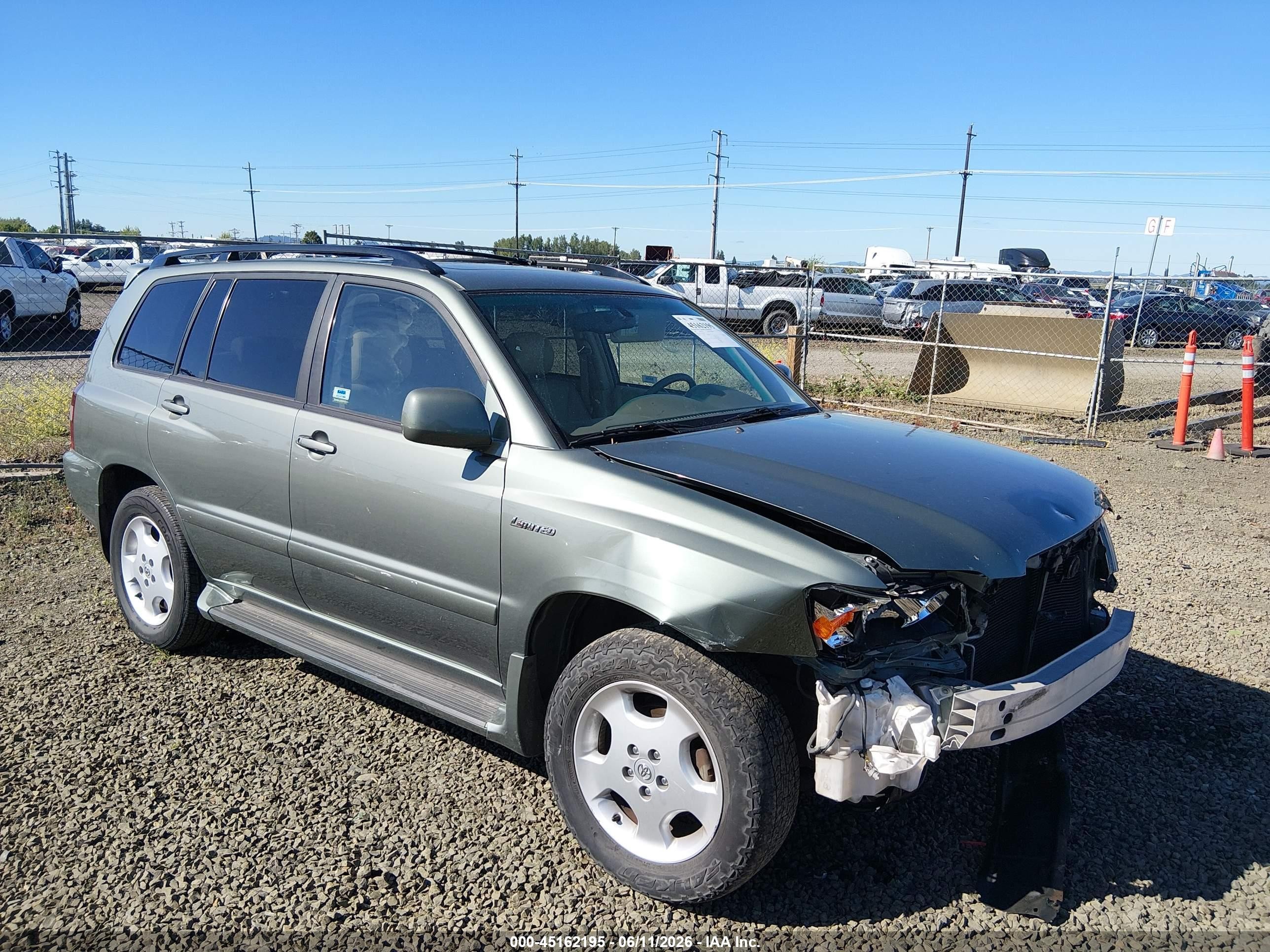 2005 Toyota Highlander Limited V6 Зеленый vin: JTEEP21A950073696