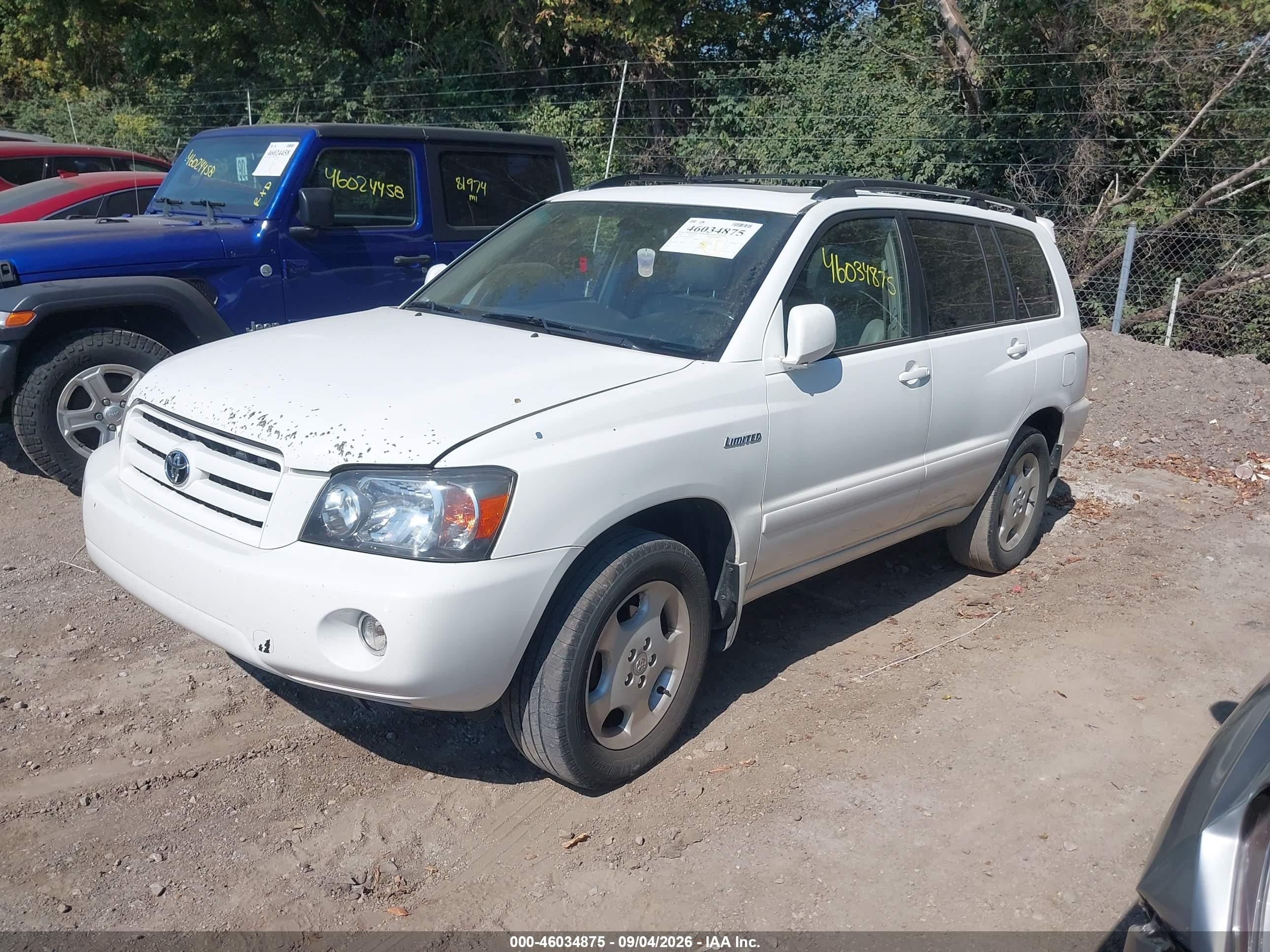 2005 Toyota Highlander Limited V6 White vin: JTEEP21A950084441