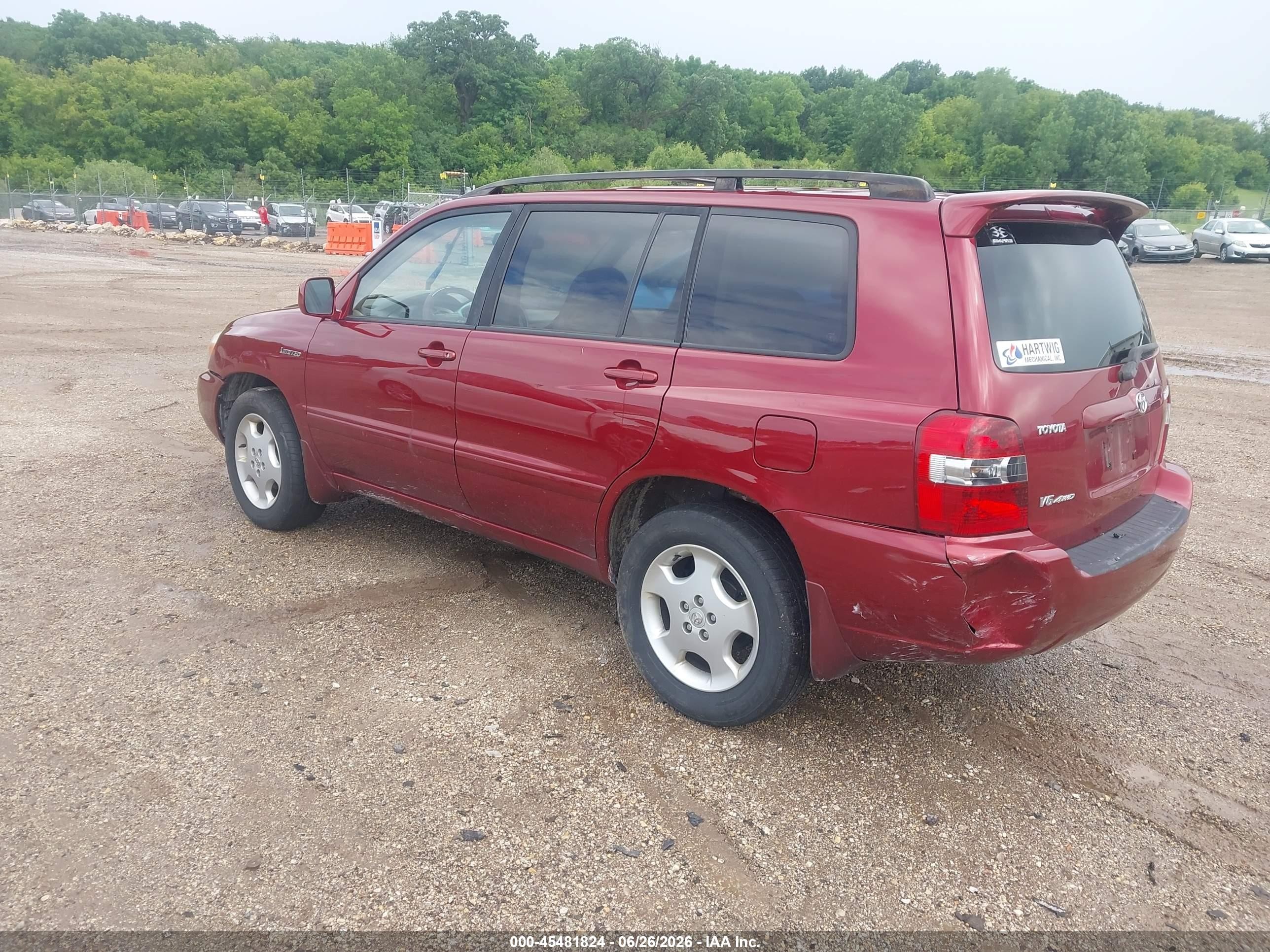 2006 Toyota Highlander Limited V6 Темно-бордовый vin: JTEEP21A960146096