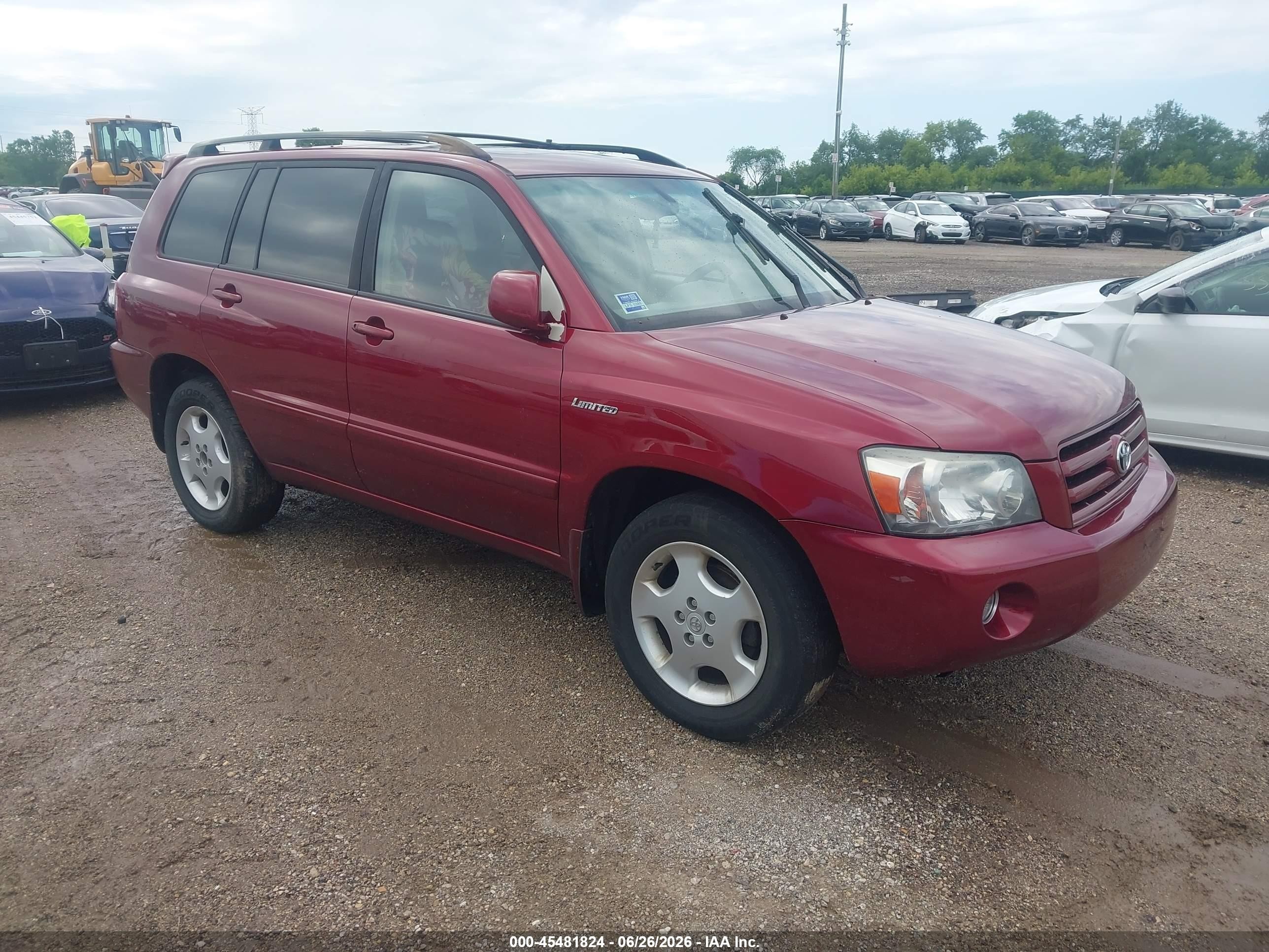 2006 Toyota Highlander Limited V6 Темно-бордовый vin: JTEEP21A960146096