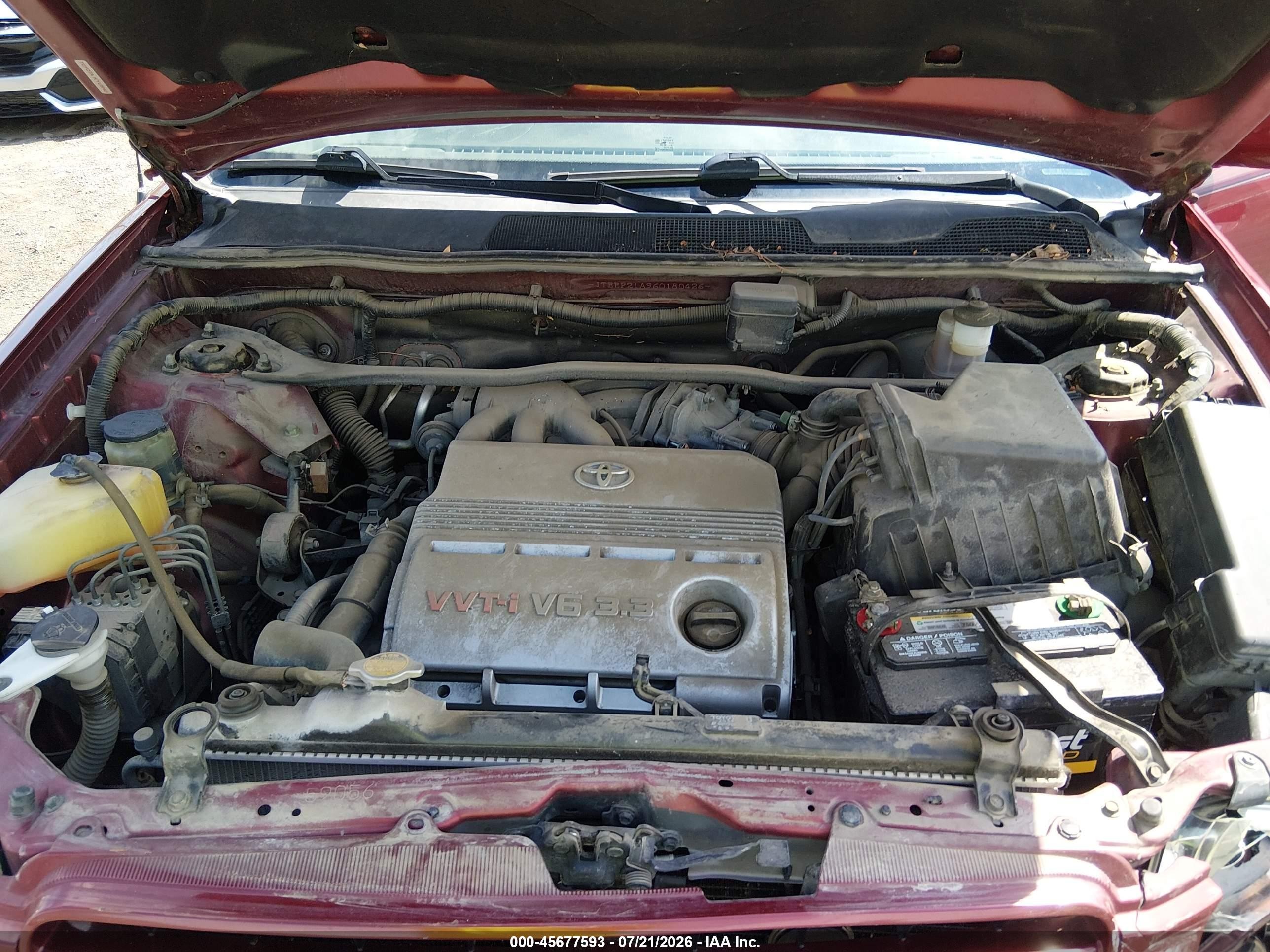 2006 Toyota Highlander V6 Бордовый vin: JTEEP21A960180426
