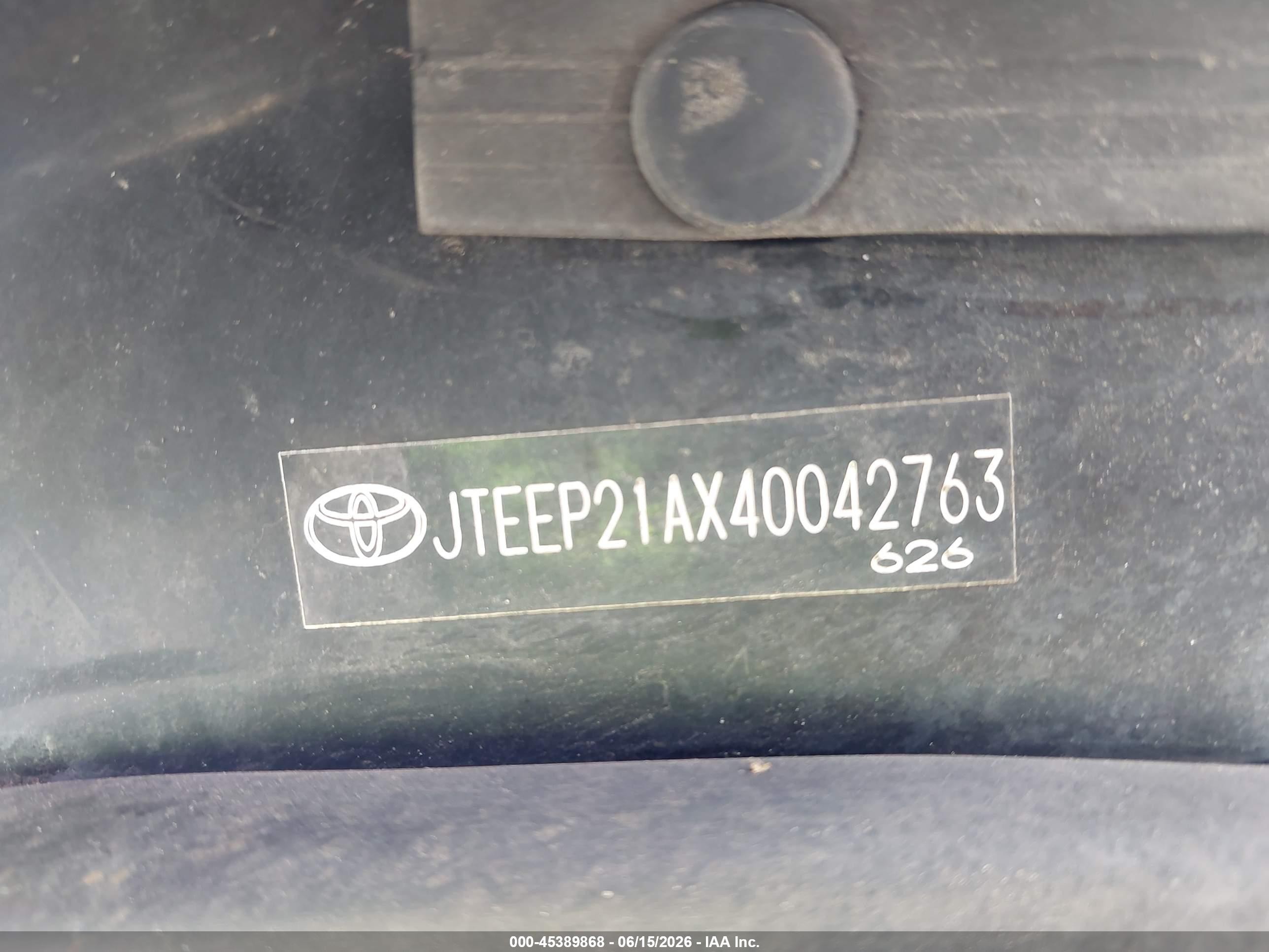 2004 Toyota Highlander V6 Black vin: JTEEP21AX40042763