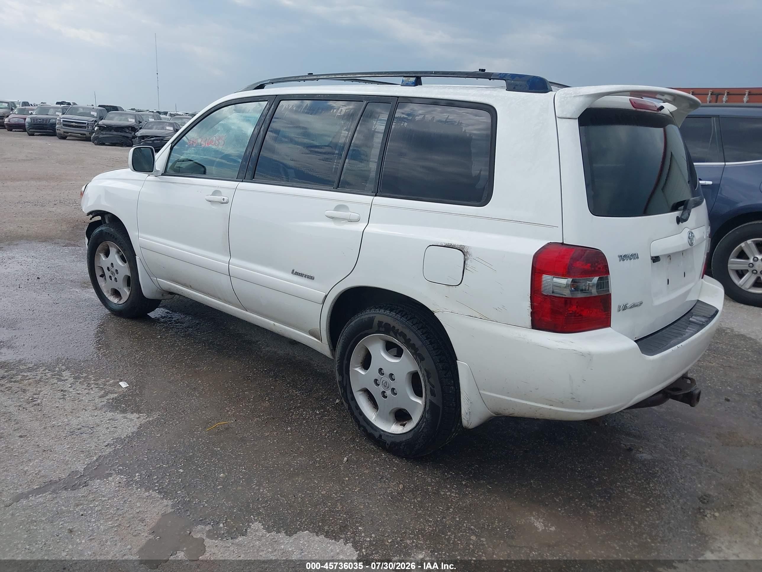 2007 Toyota Highlander Limited V6 White vin: JTEEP21AX70187869