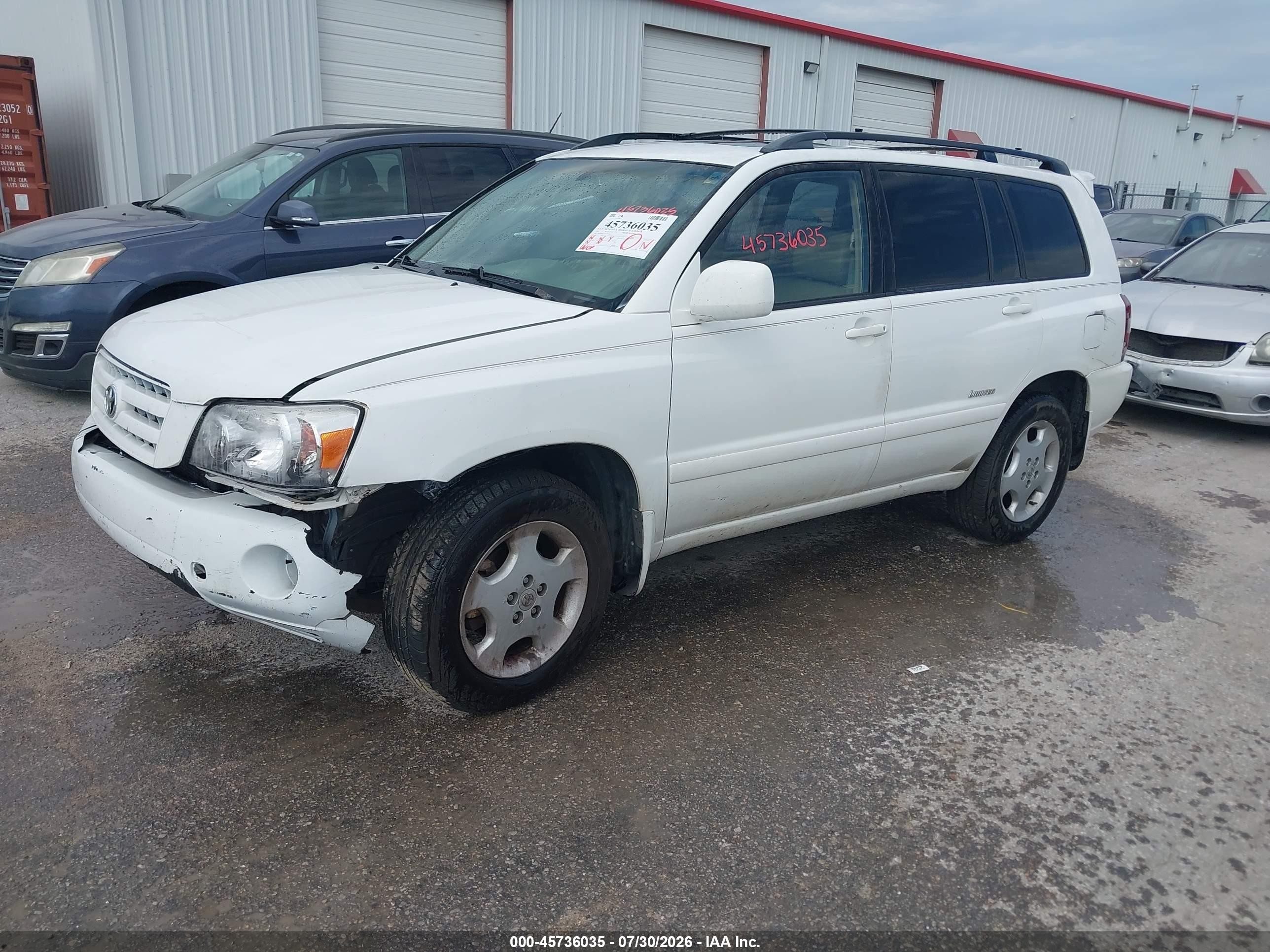2007 Toyota Highlander Limited V6 White vin: JTEEP21AX70187869