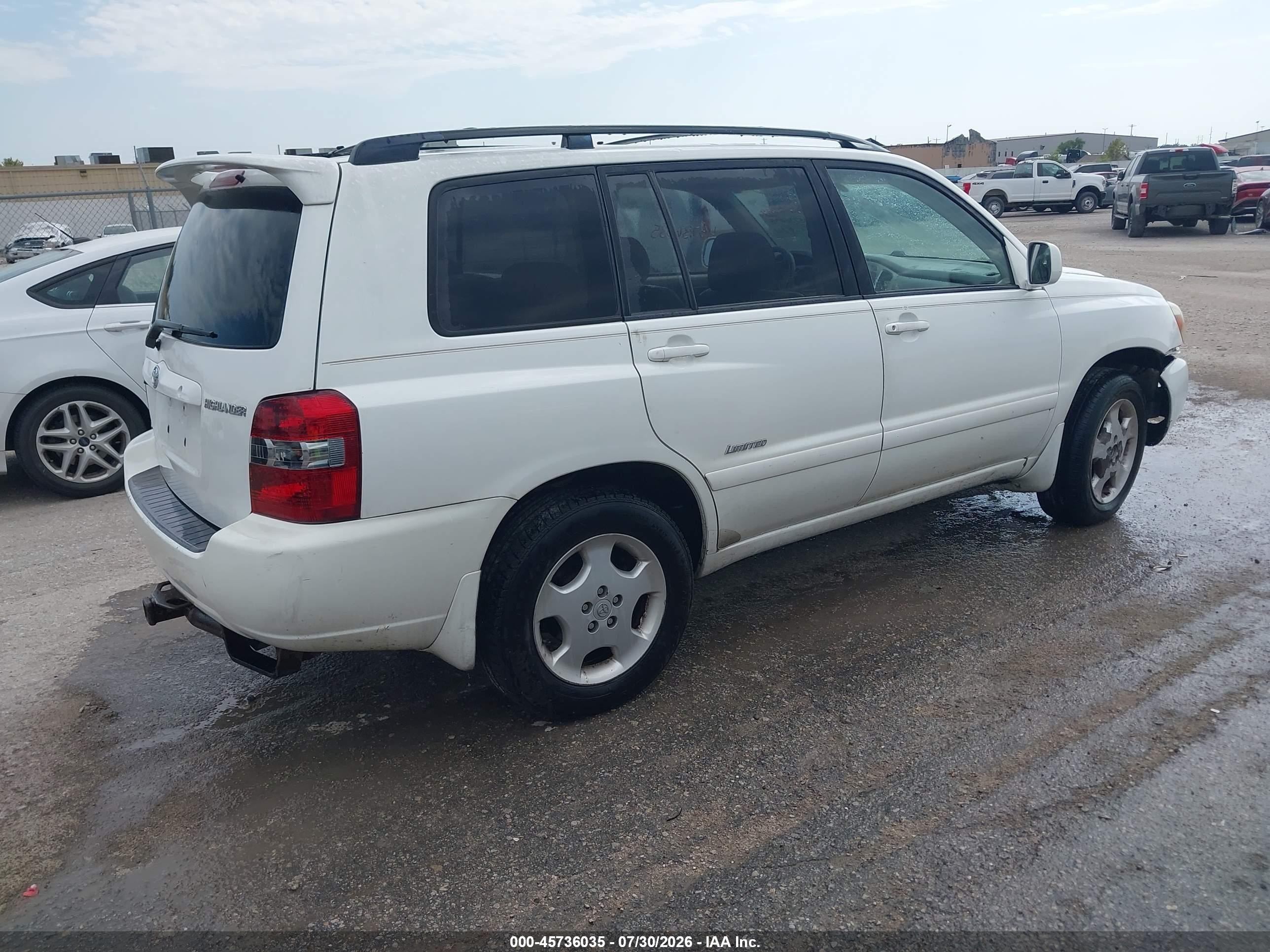 2007 Toyota Highlander Limited V6 White vin: JTEEP21AX70187869