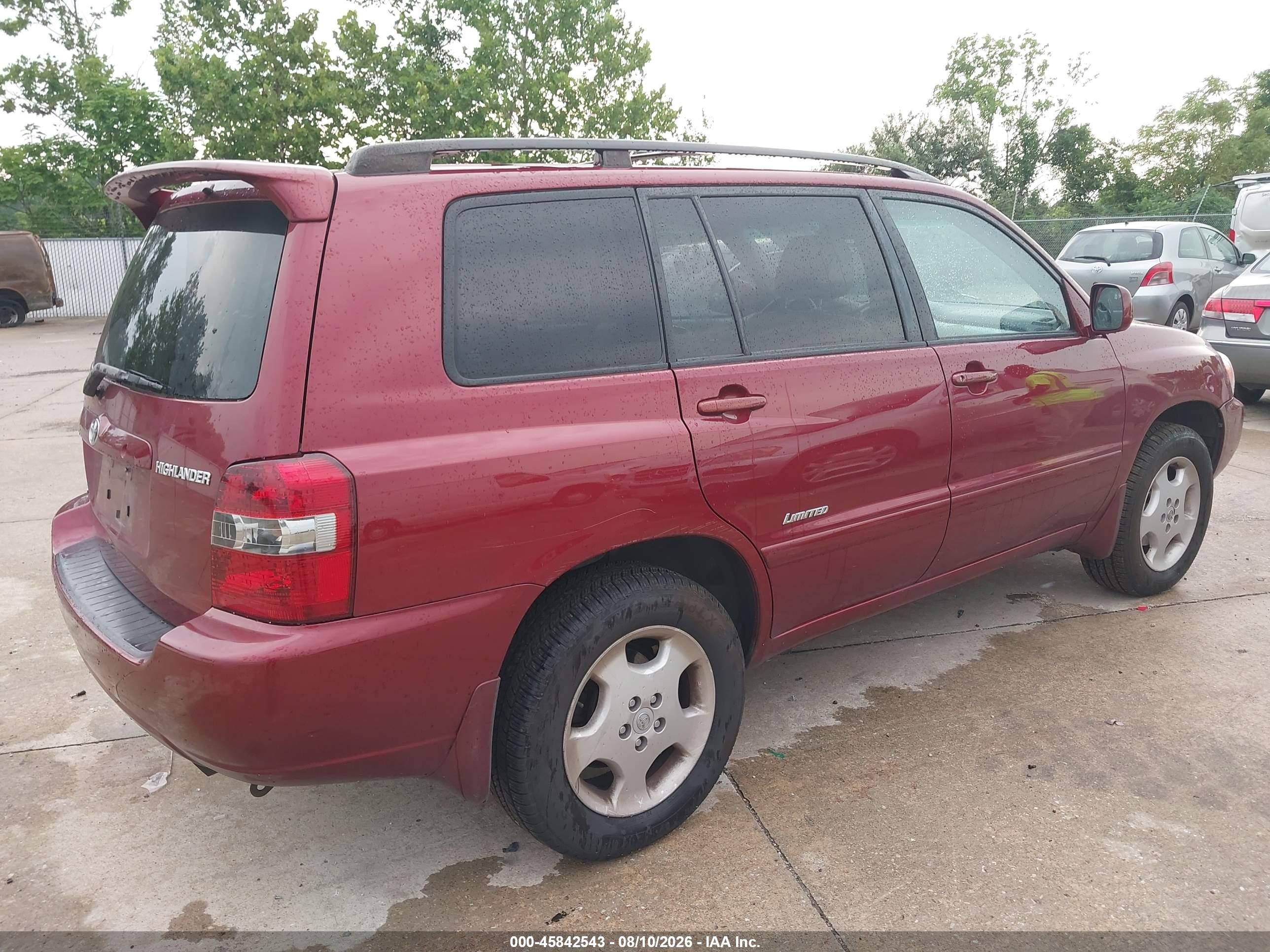 2007 Toyota Highlander Limited W/3rd Row Maroon vin: JTEEP21AX70204119