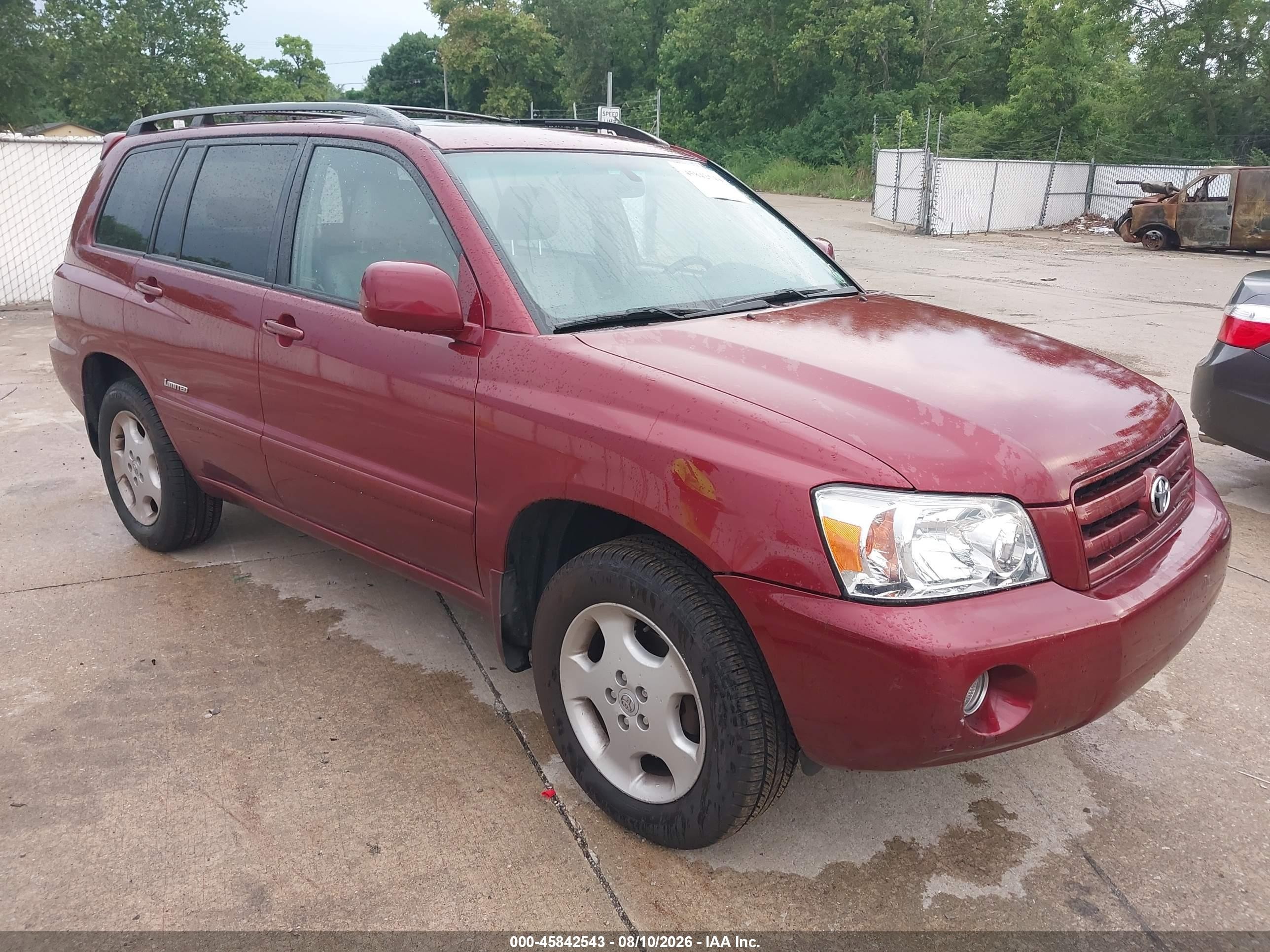 2007 Toyota Highlander Limited W/3rd Row Maroon vin: JTEEP21AX70204119