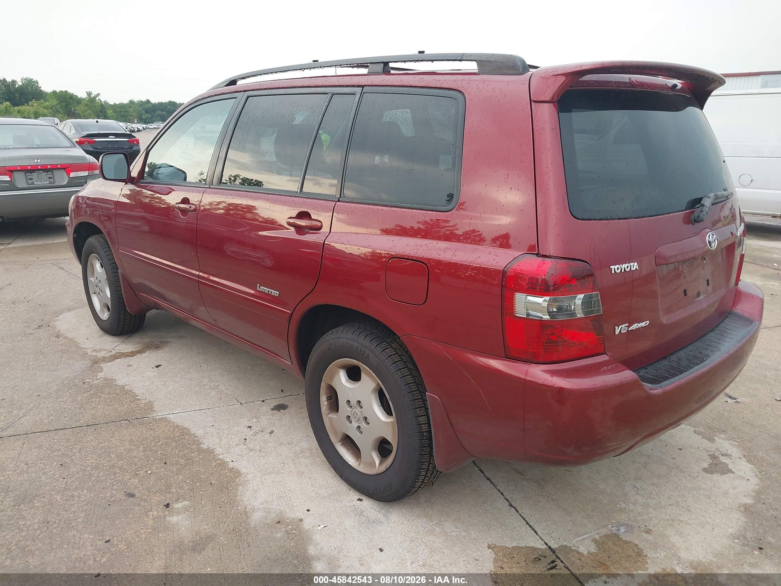 2007 Toyota Highlander Limited W/3rd Row Maroon vin: JTEEP21AX70204119