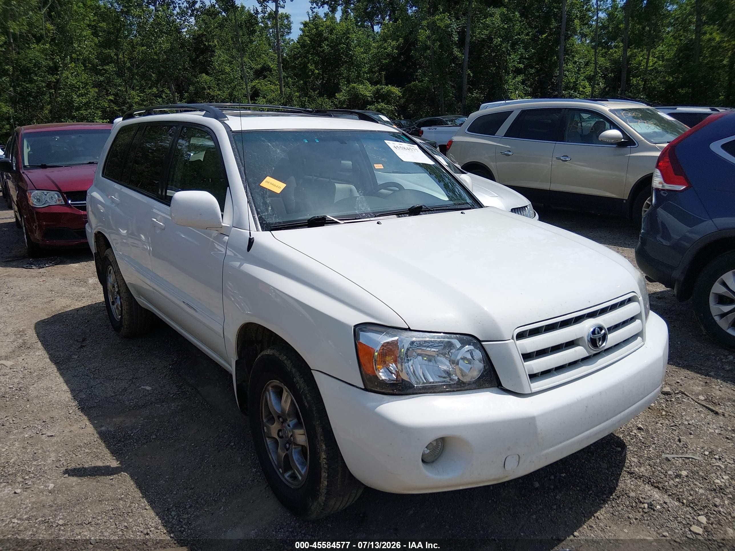 2007 Toyota Highlander 3rd Row White vin: JTEEP21AX70230798