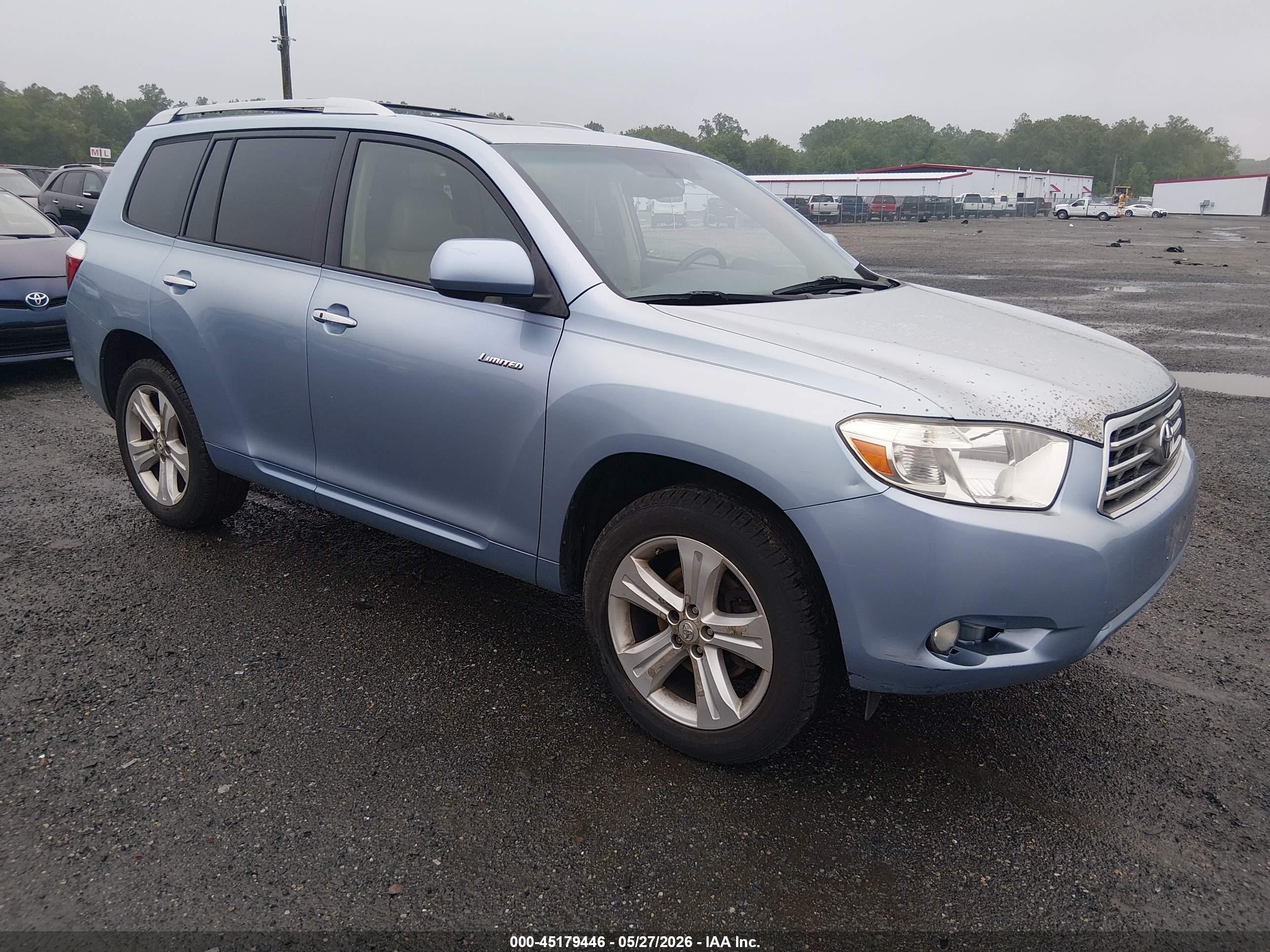 2008 Toyota Highlander Limited Light Blue vin: JTEES42A082050745