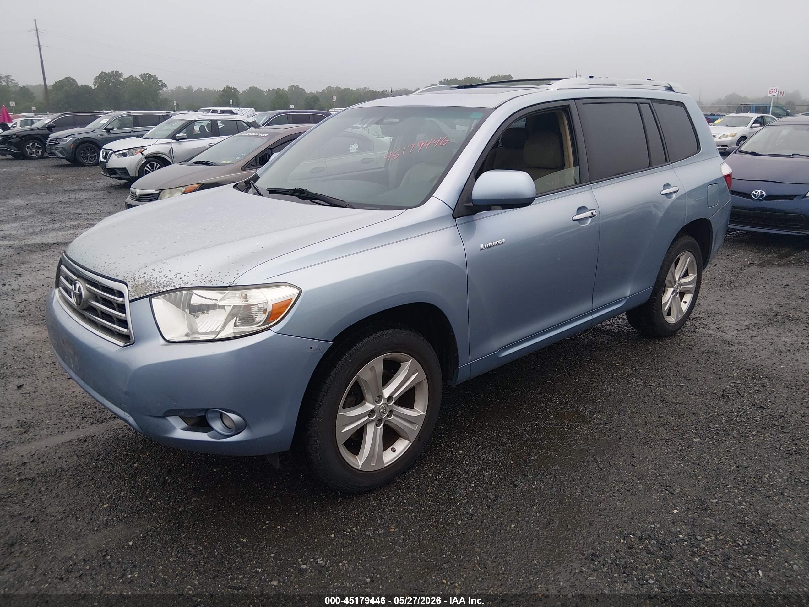2008 Toyota Highlander Limited Light Blue vin: JTEES42A082050745