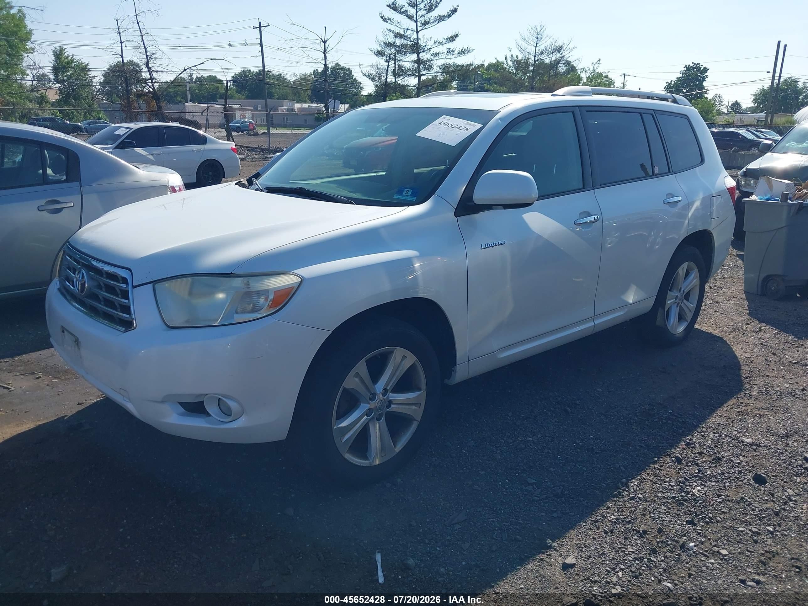 2008 Toyota Highlander Limited White vin: JTEES42A282104692