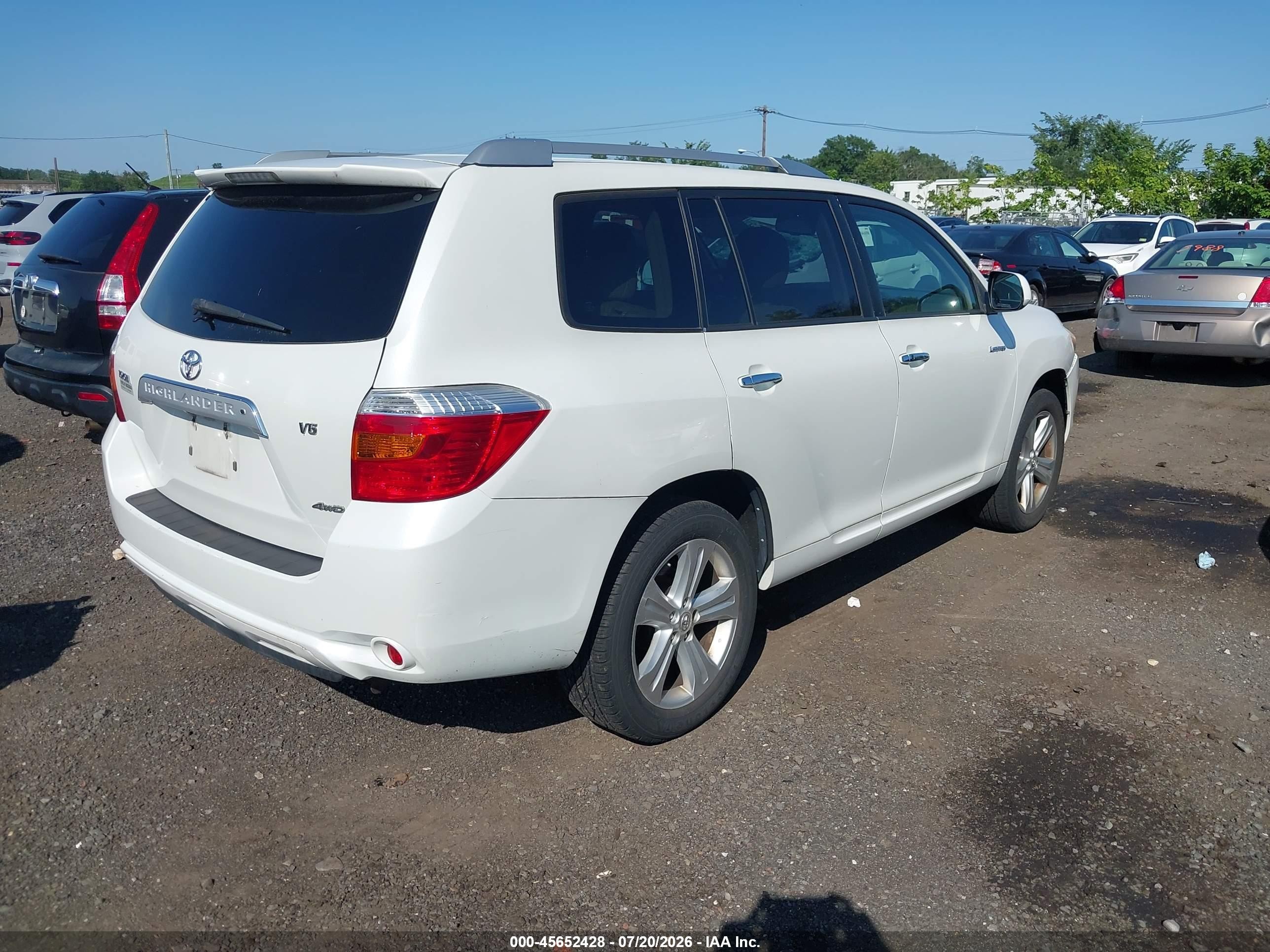 2008 Toyota Highlander Limited White vin: JTEES42A282104692