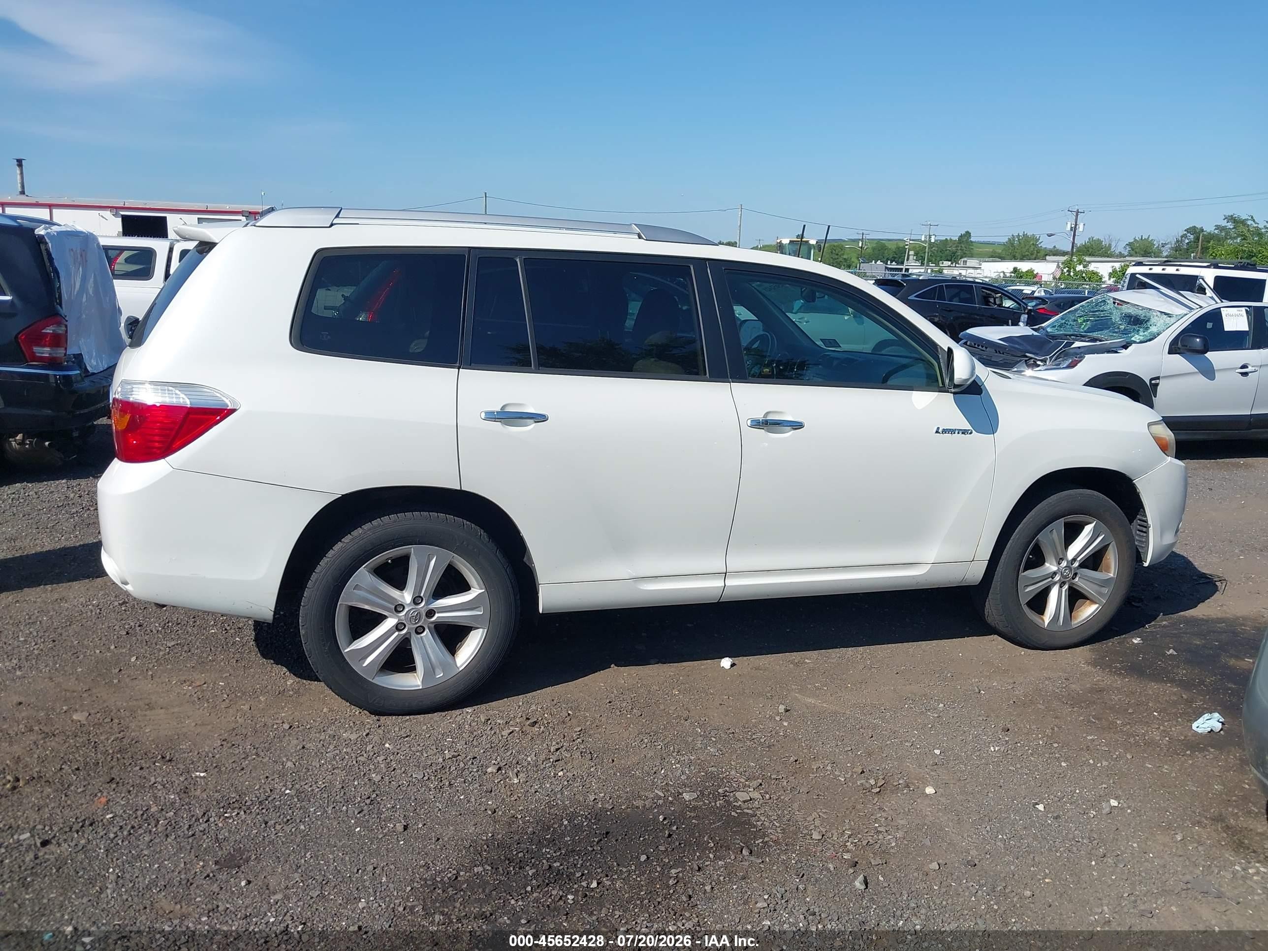 2008 Toyota Highlander Limited White vin: JTEES42A282104692