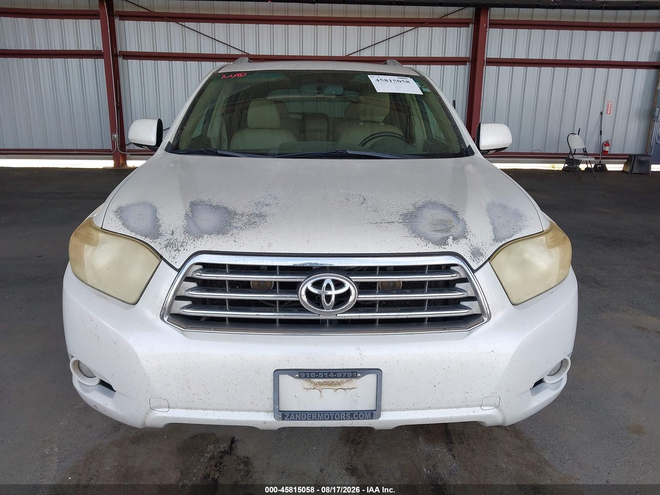 2008 Toyota Highlander Limited White vin: JTEES42A382001250