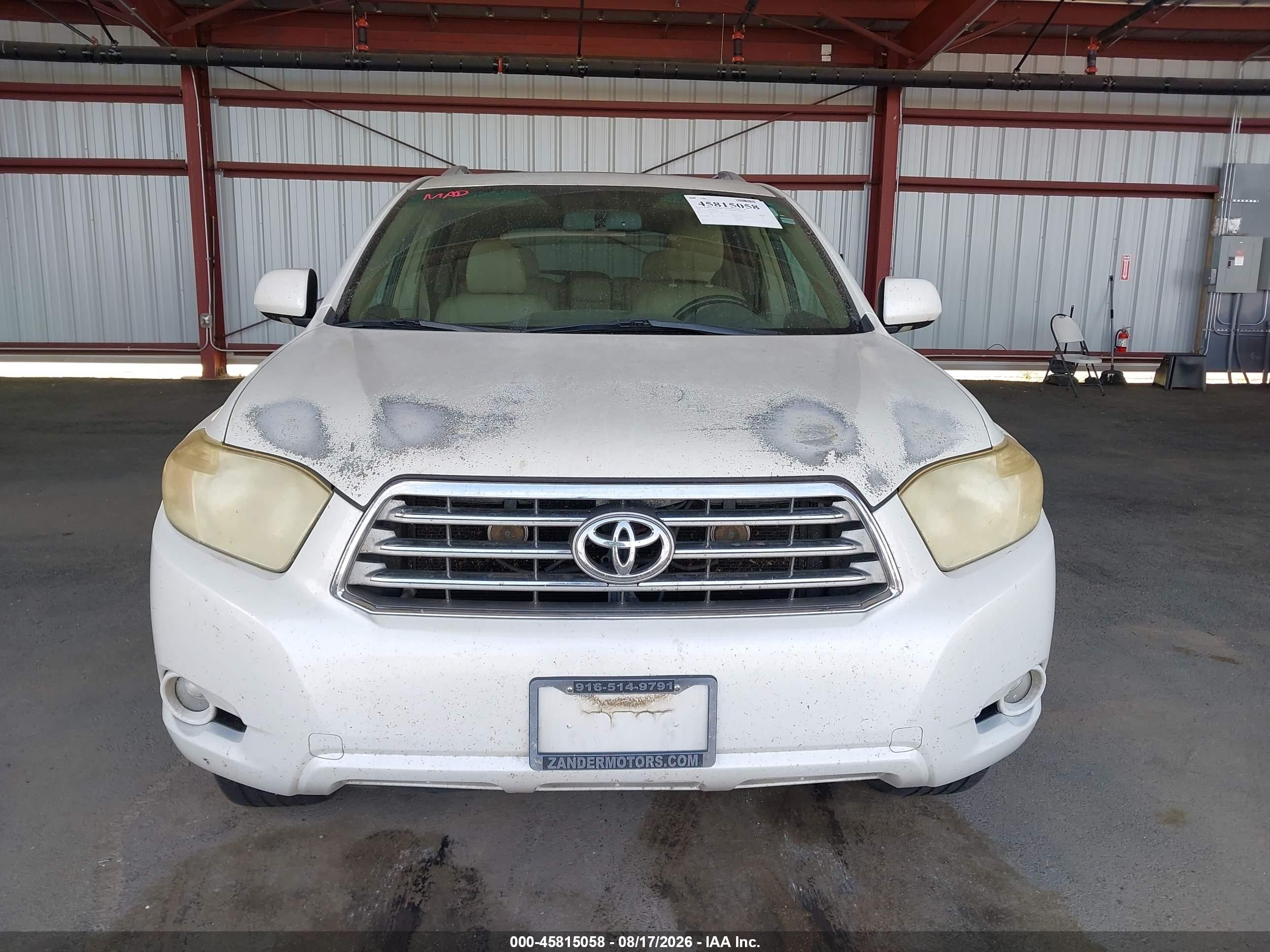 2008 Toyota Highlander Limited White vin: JTEES42A382001250