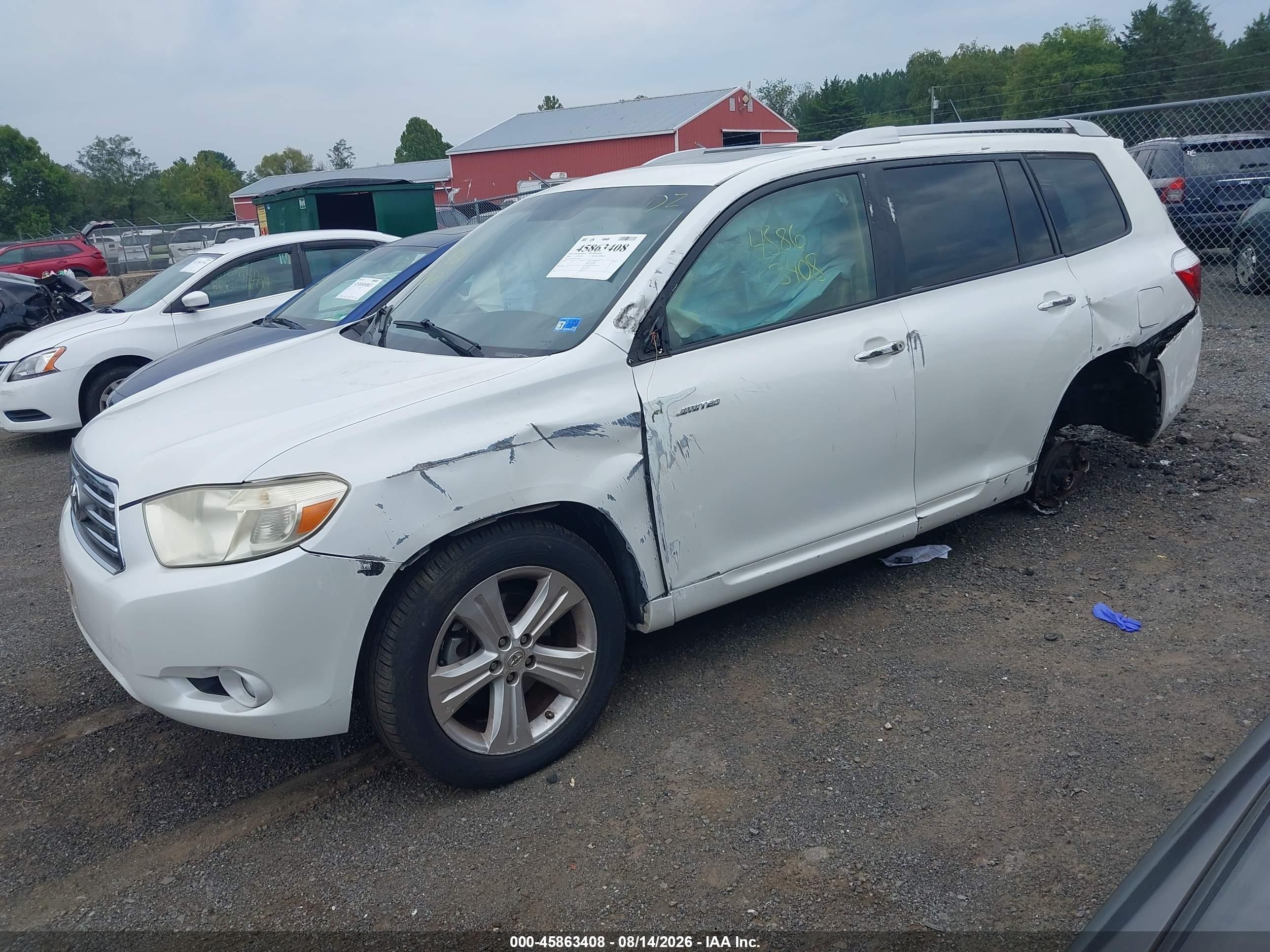 2009 Toyota Highlander Limited Белый vin: JTEES42A392120000