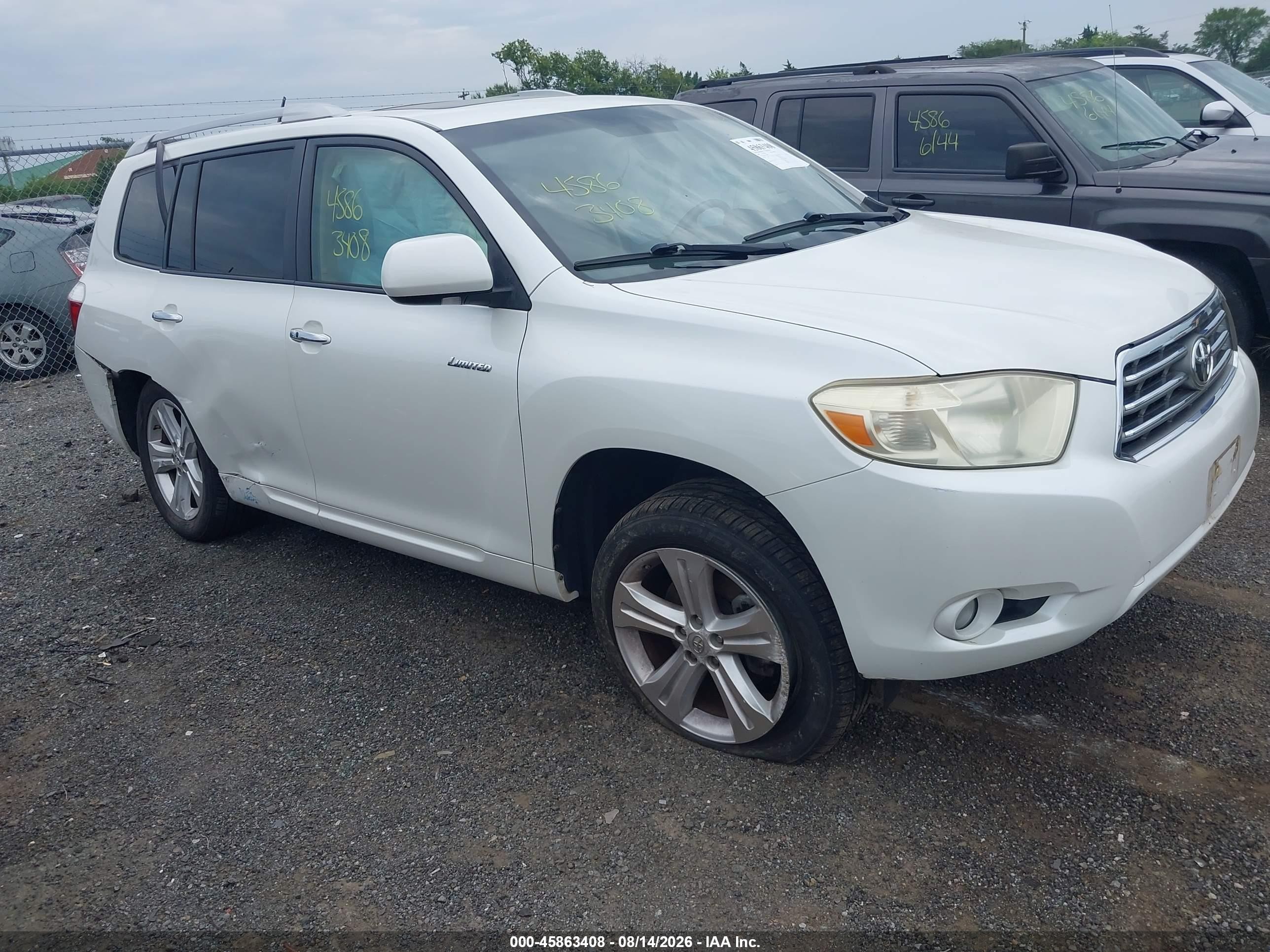 2009 Toyota Highlander Limited White vin: JTEES42A392120000