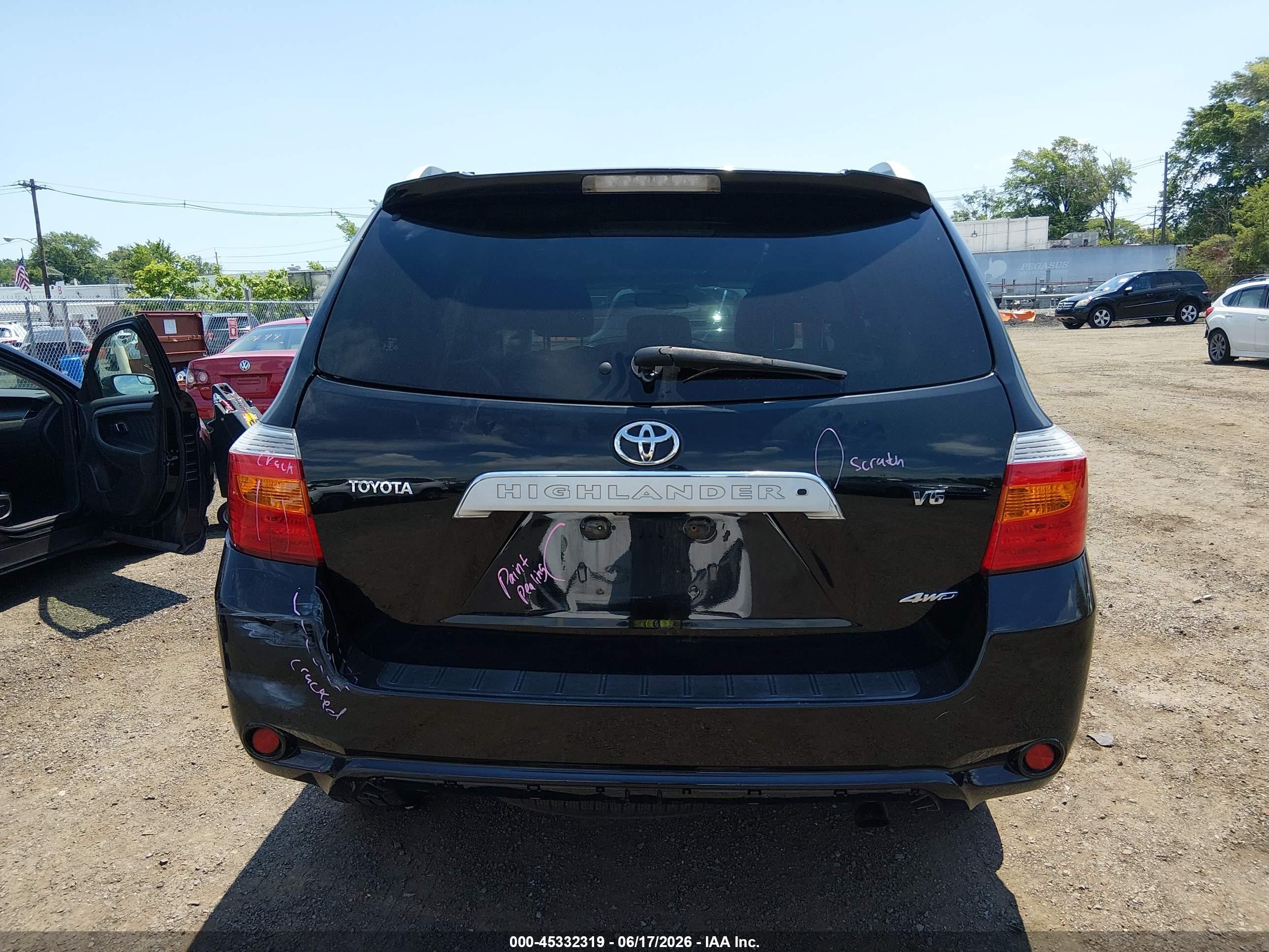 2008 Toyota Highlander Limited Black vin: JTEES42A482002892