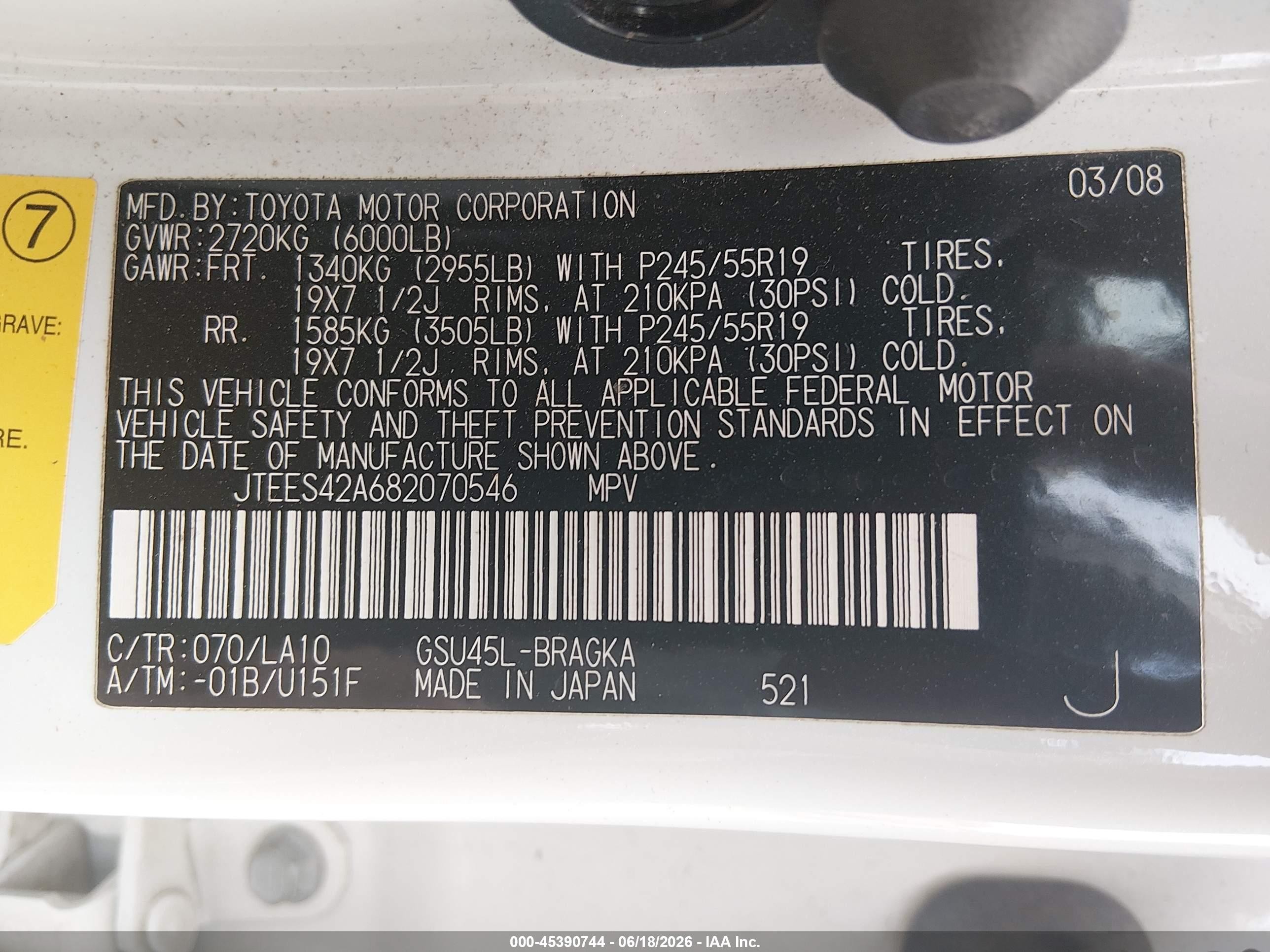 2008 Toyota Highlander Limited Gray vin: JTEES42A682070546