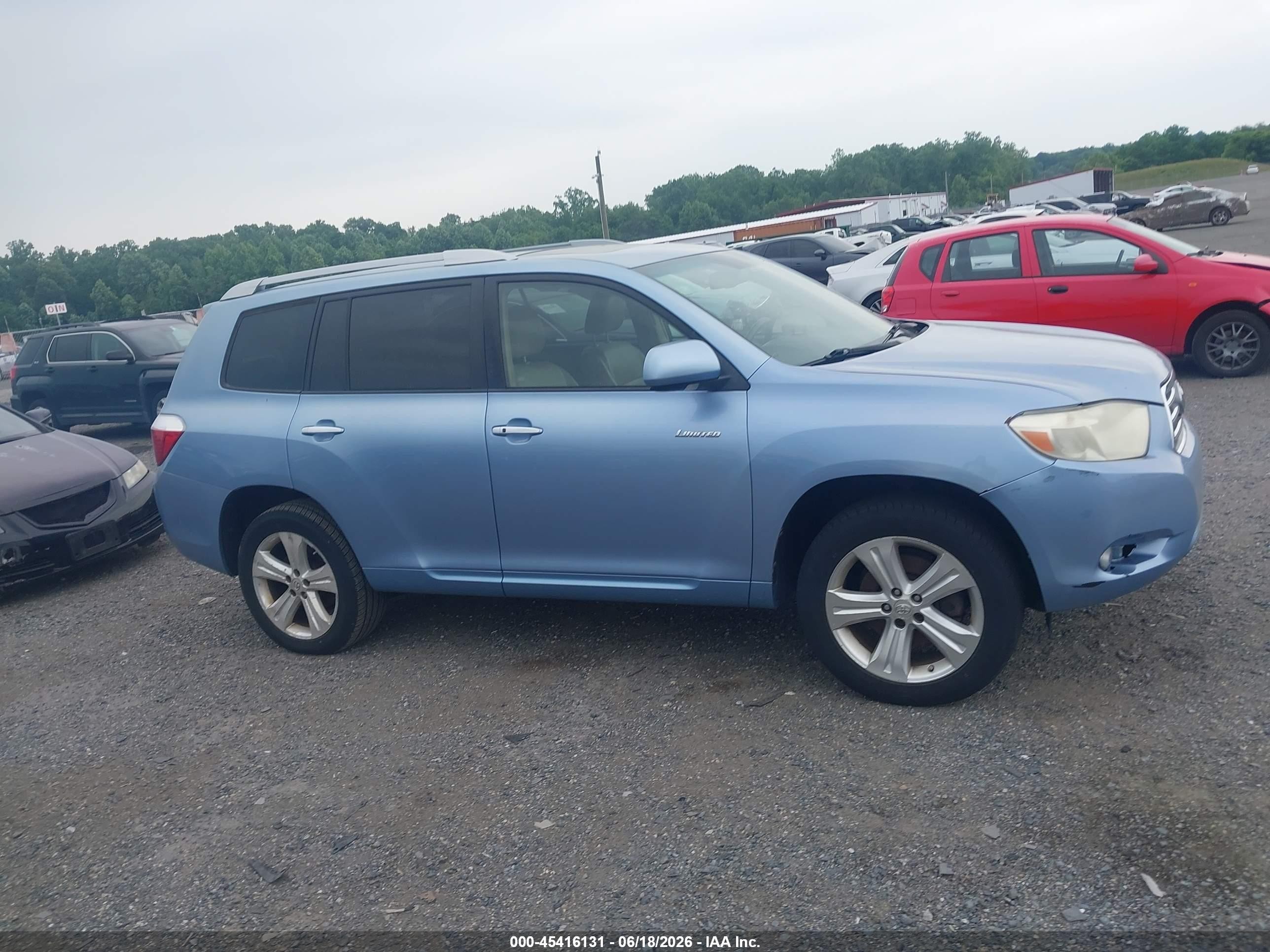 2008 Toyota Highlander Limited Синий vin: JTEES42A682070689