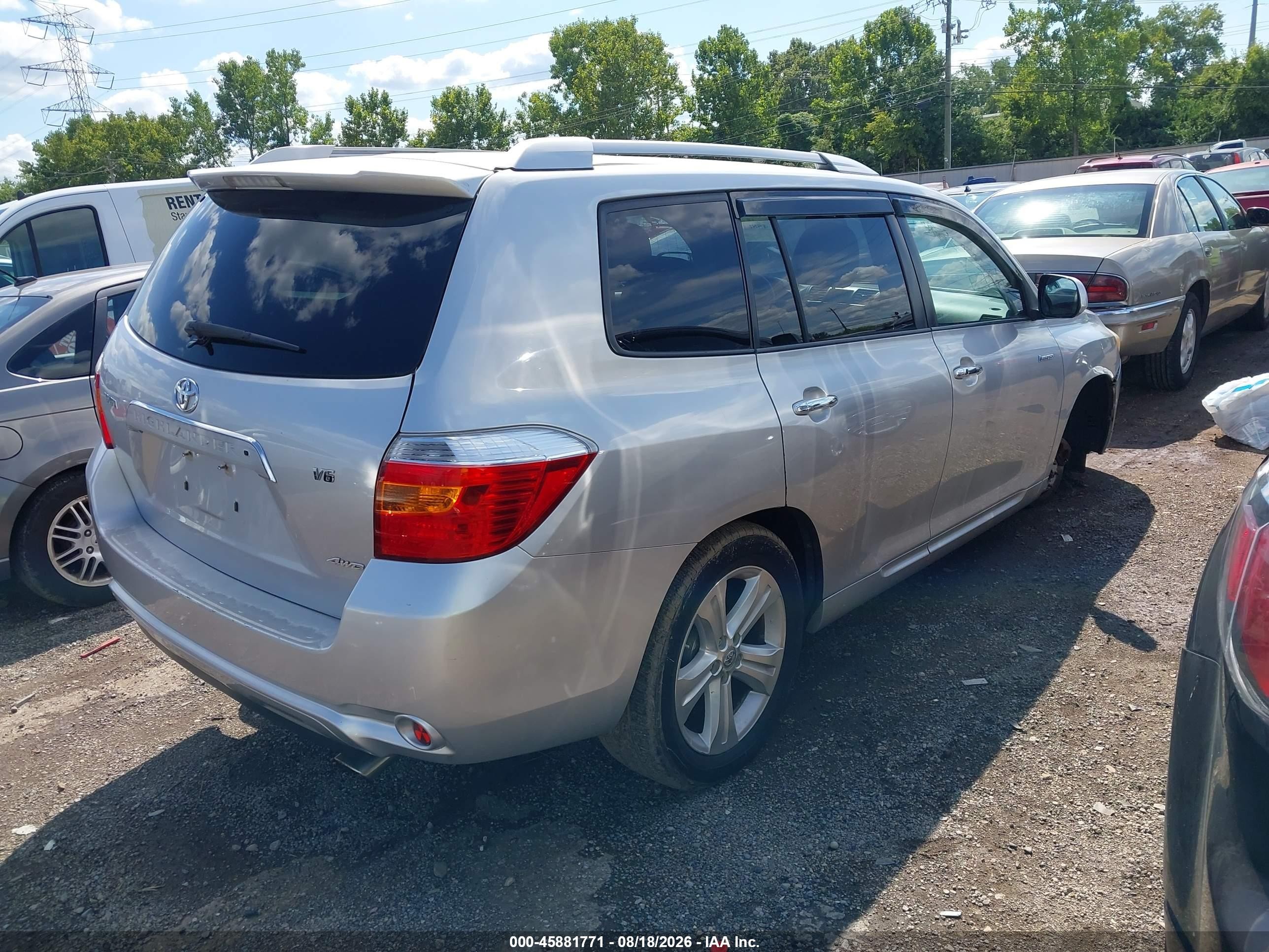 2008 Toyota Highlander Limited Серебряный vin: JTEES42A682079361
