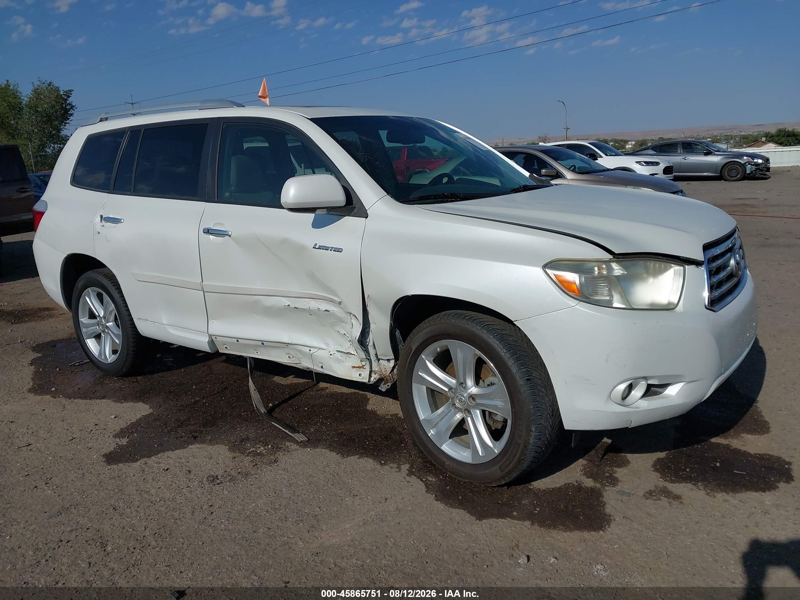 2008 Toyota Highlander Limited White vin: JTEES42A982013628