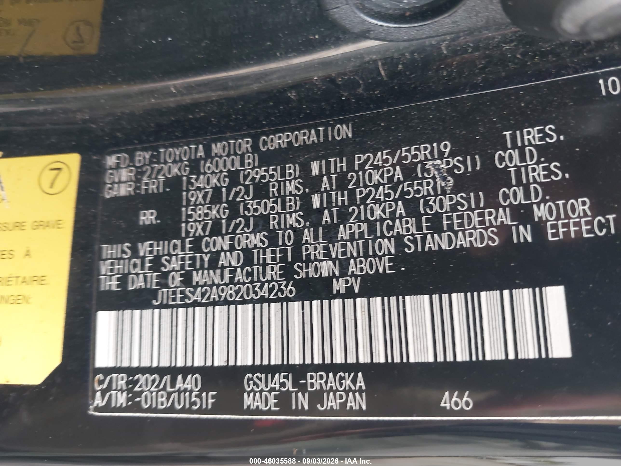 2008 Toyota Highlander Limited Черный vin: JTEES42A982034236