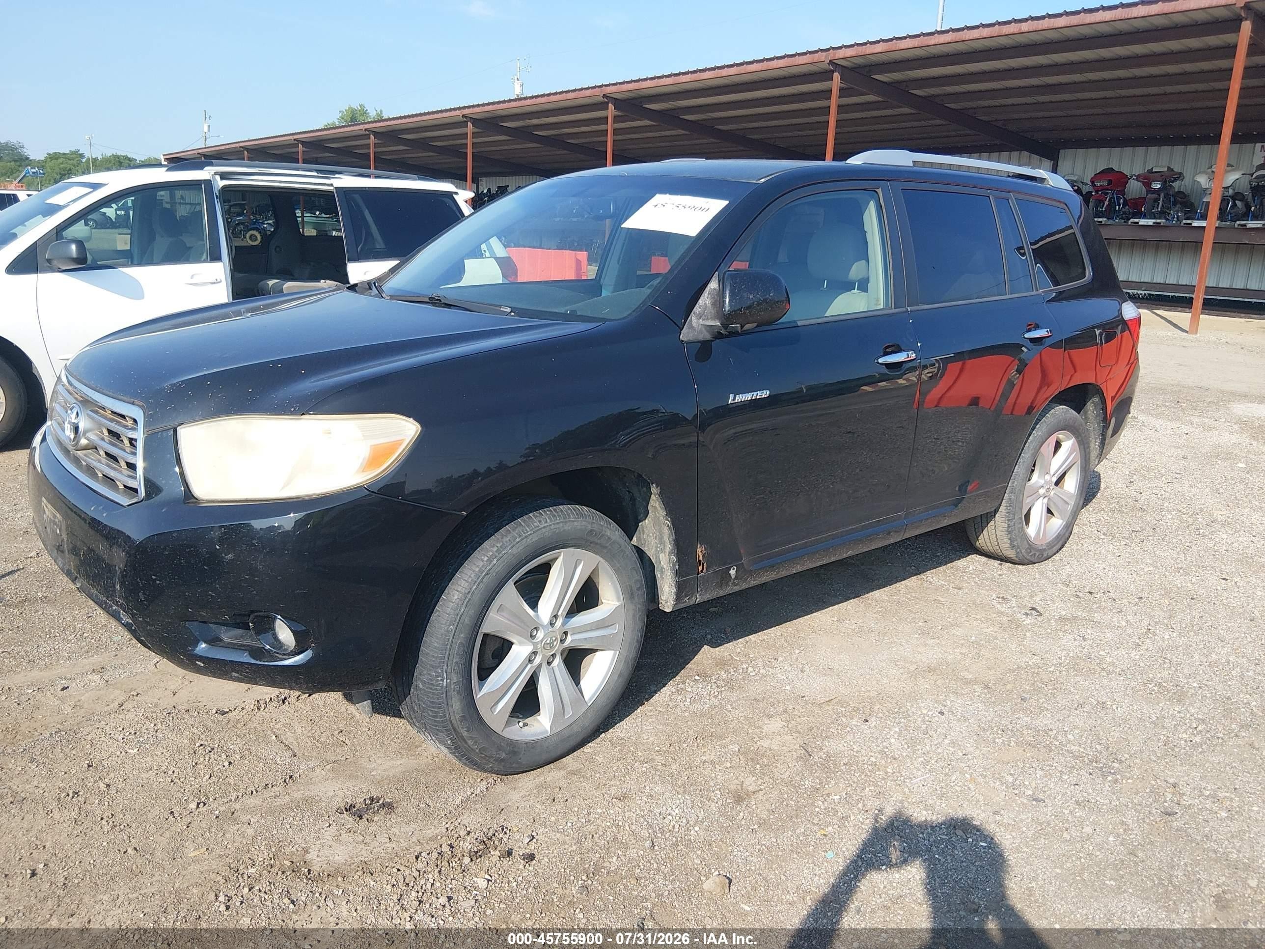 2008 Toyota Highlander Limited Black vin: JTEES42A982072632