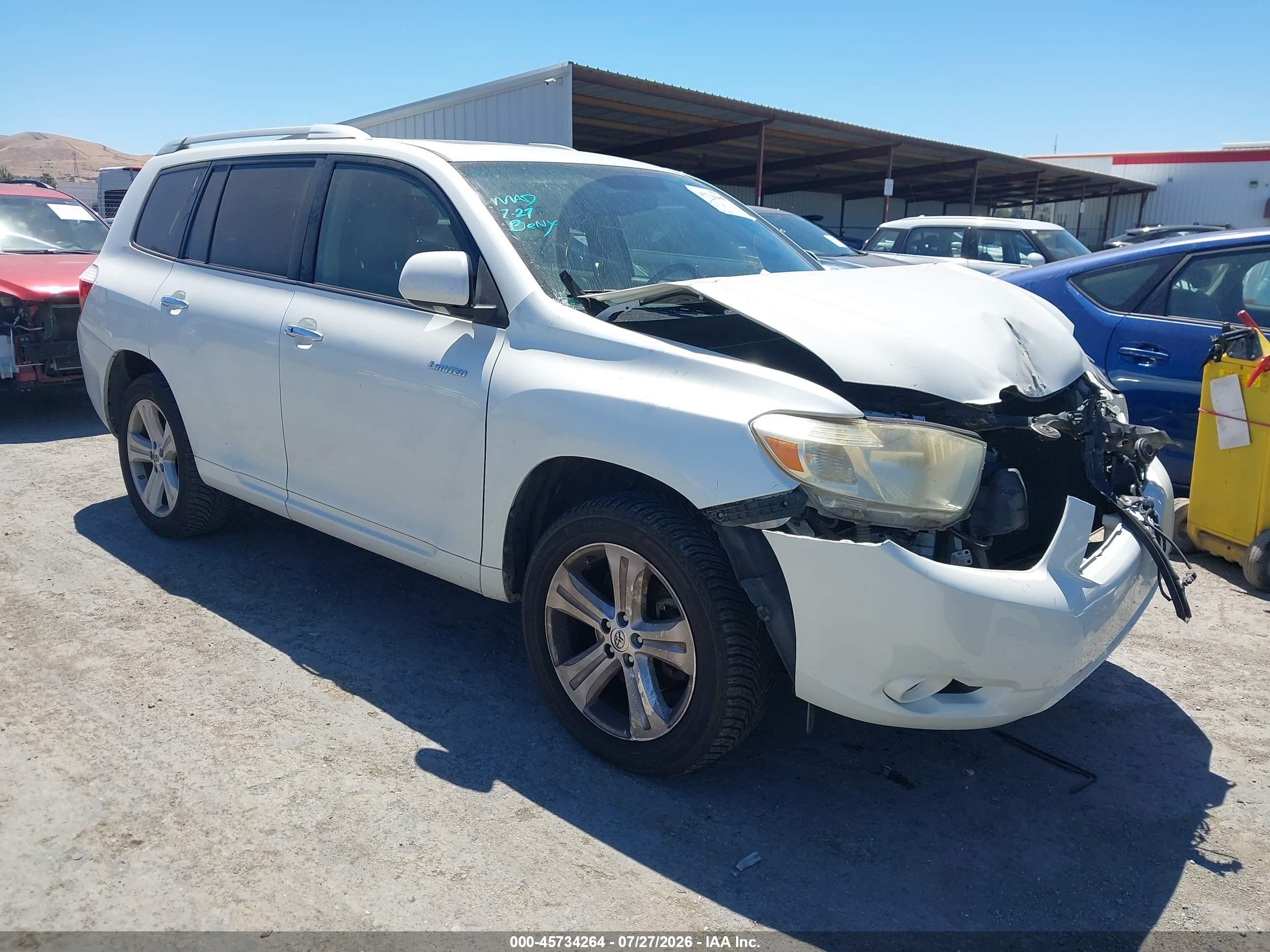 2009 Toyota Highlander Limited White vin: JTEES42A992149923