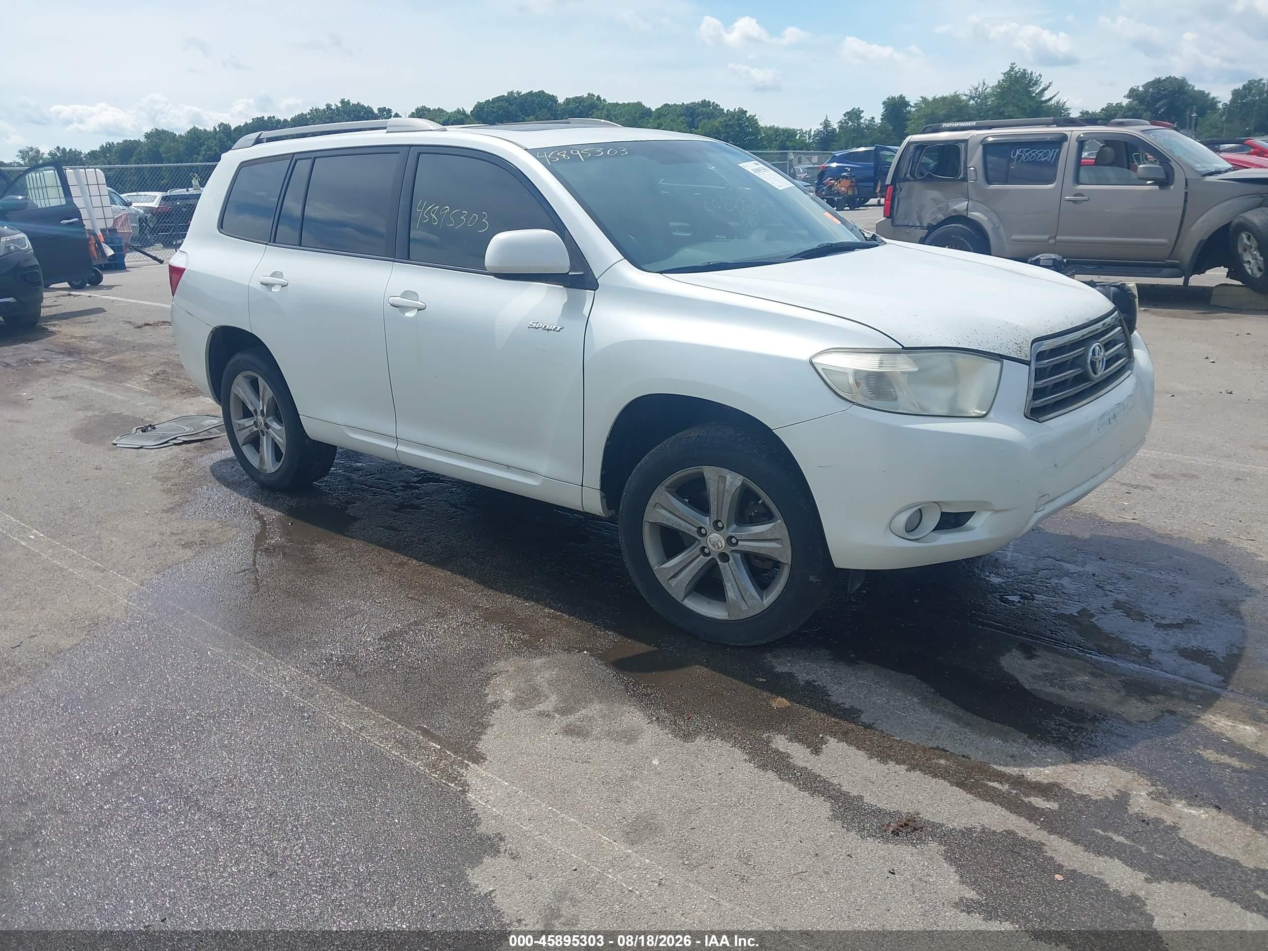 2008 Toyota Highlander Sport White vin: JTEES43A182077922