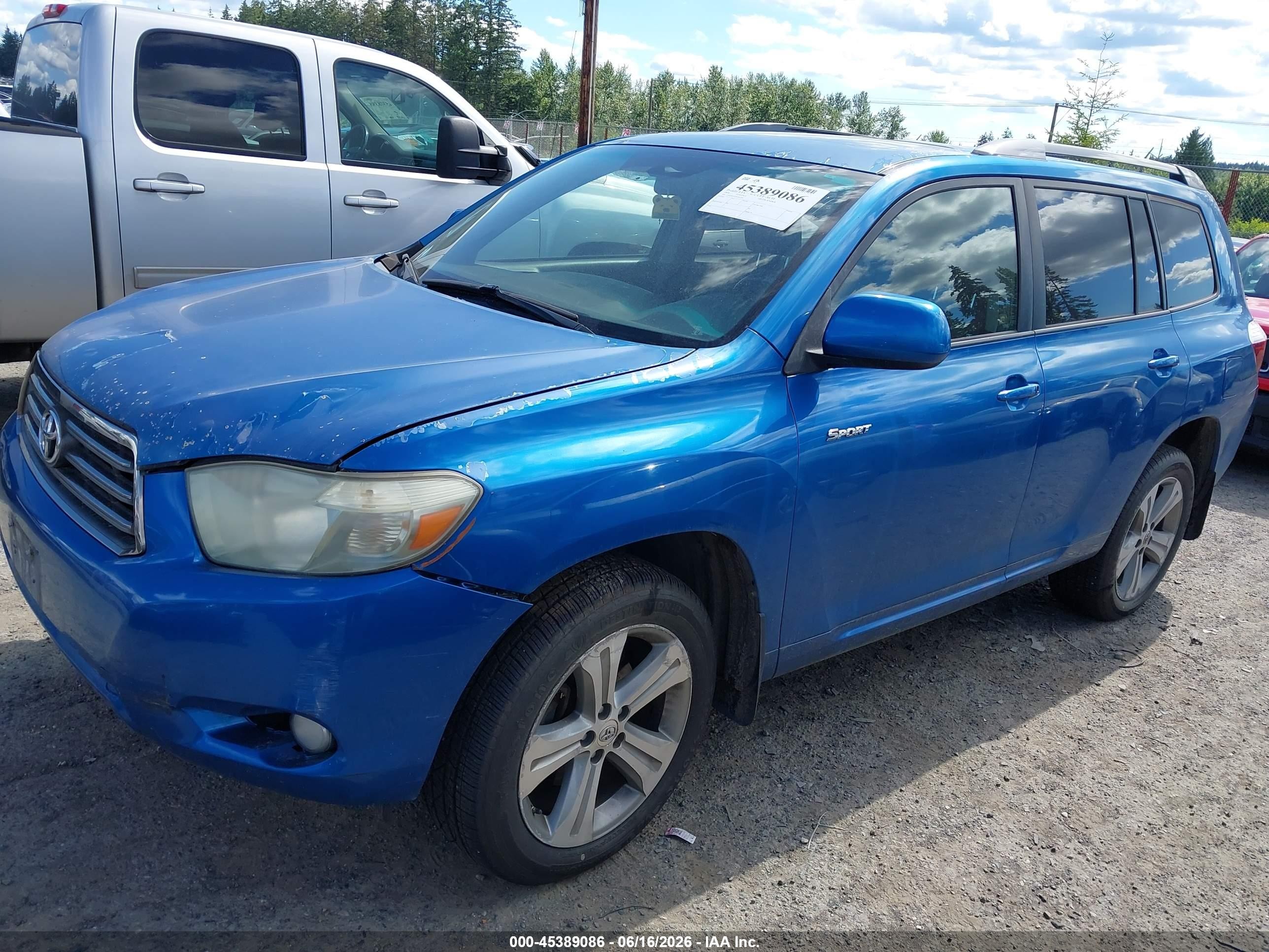 2008 Toyota Highlander Sport Blue vin: JTEES43A282004705