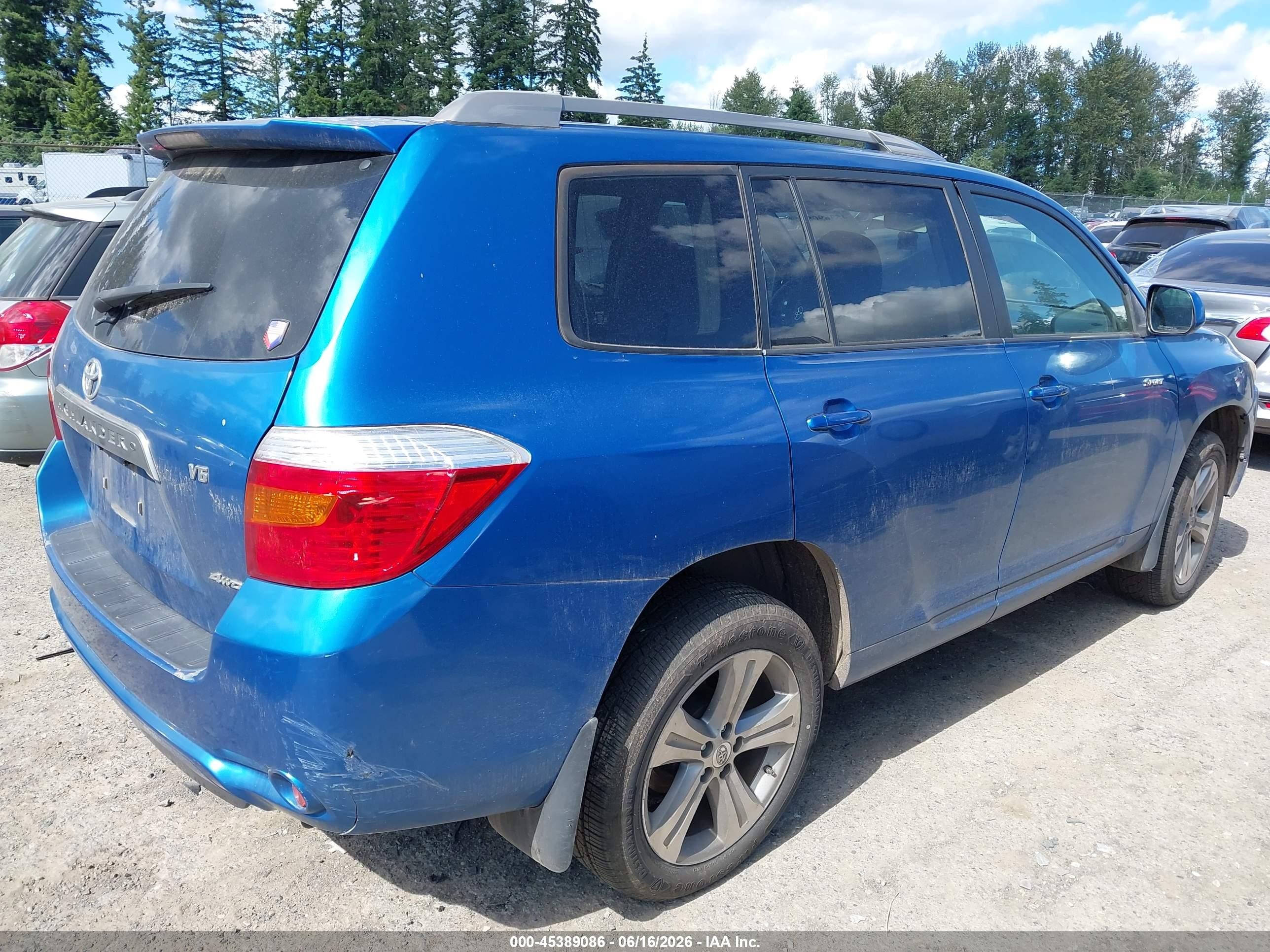 2008 Toyota Highlander Sport Blue vin: JTEES43A282004705