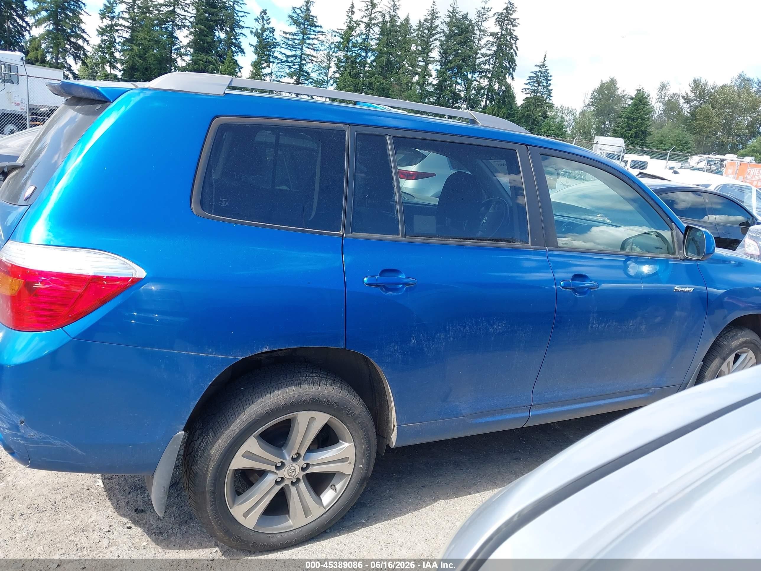 2008 Toyota Highlander Sport Blue vin: JTEES43A282004705