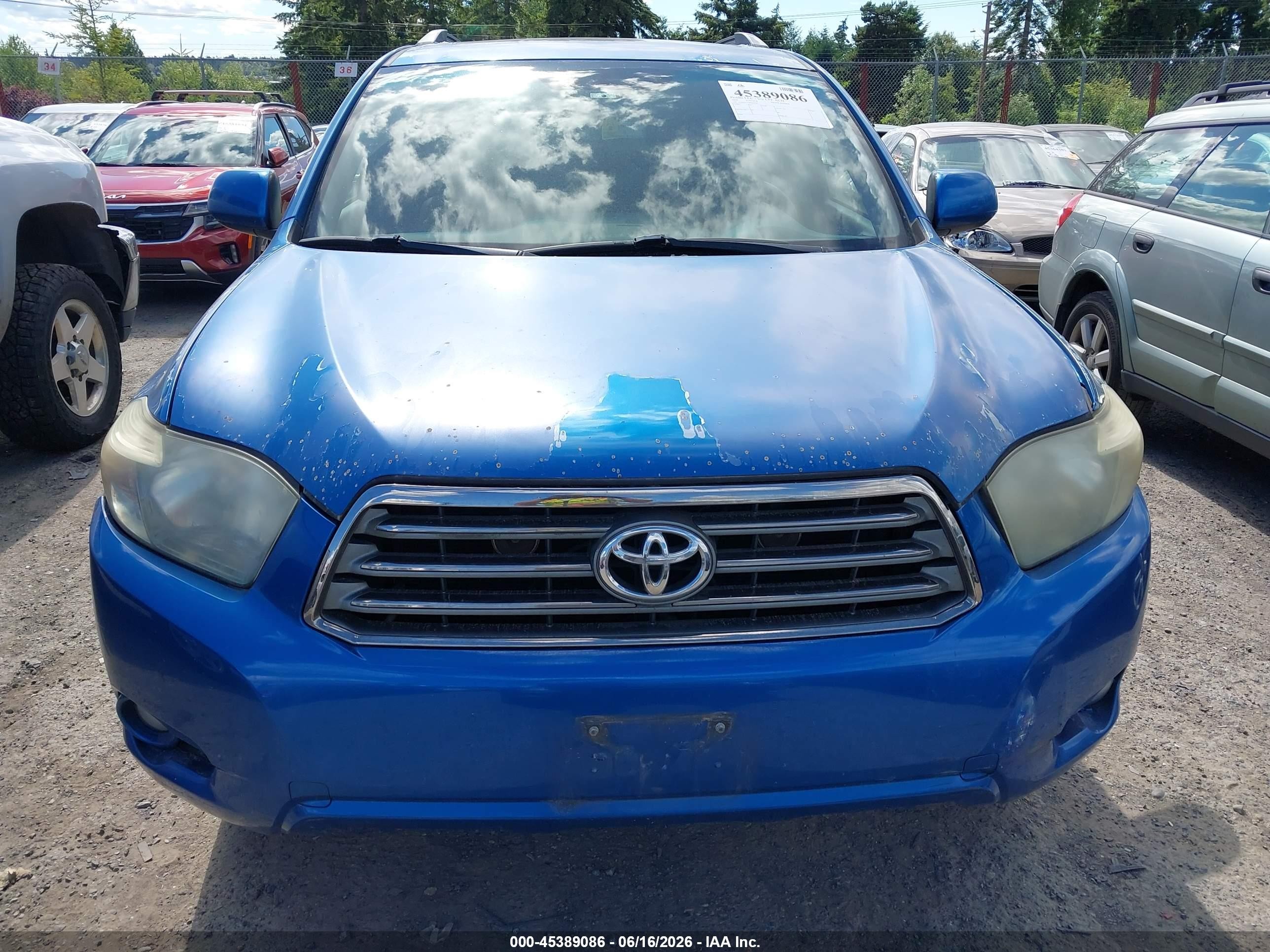 2008 Toyota Highlander Sport Blue vin: JTEES43A282004705