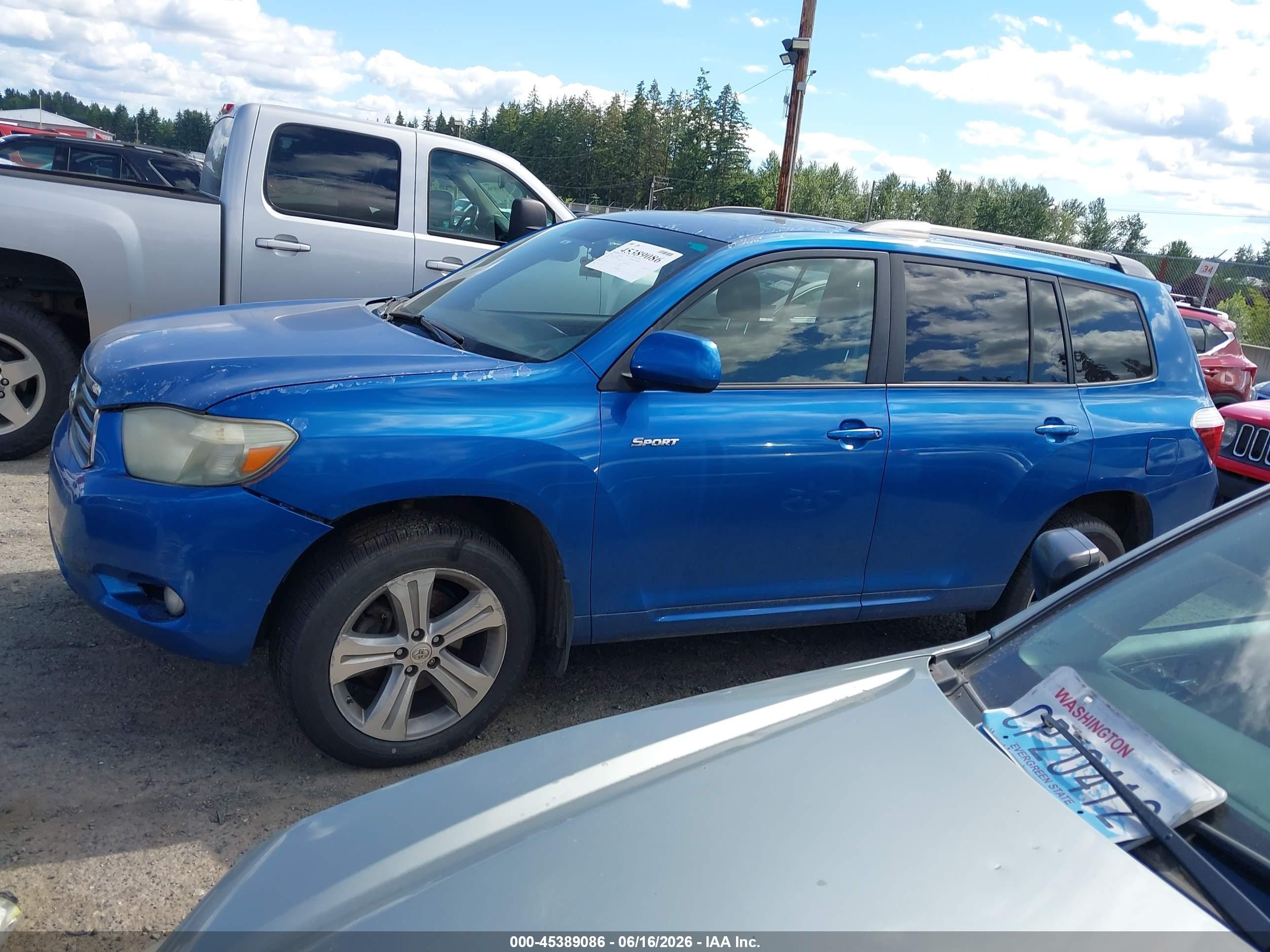 2008 Toyota Highlander Sport Blue vin: JTEES43A282004705